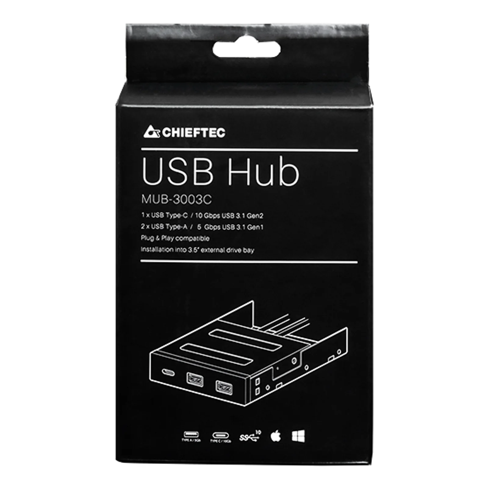 Chieftec MUB-3003 Obturateur de baie de lecteur Noir