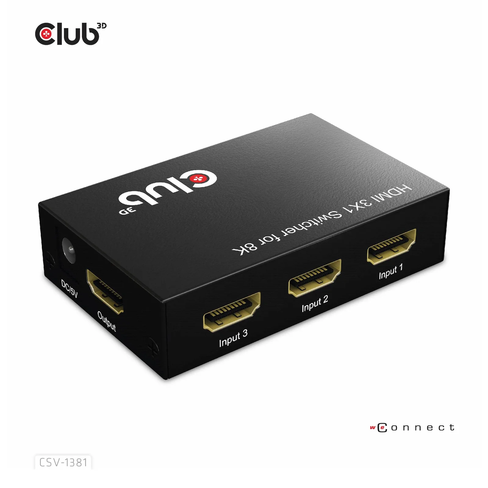 CLUB3D 3 to 1 HDMI 8K60Hz Switch commutateur écran, clavier et souris Noir