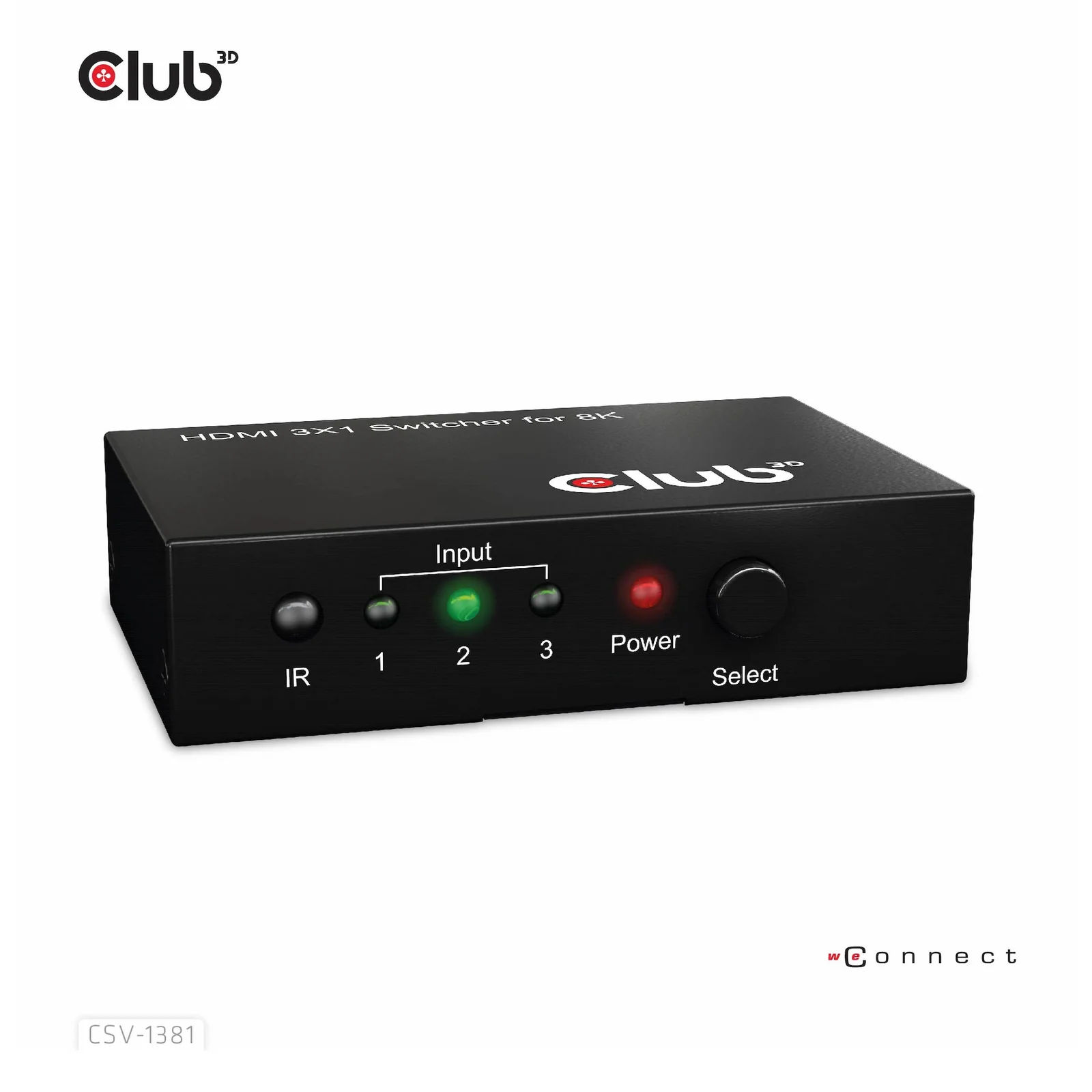 CLUB3D 3 to 1 HDMI 8K60Hz Switch commutateur écran, clavier et souris Noir