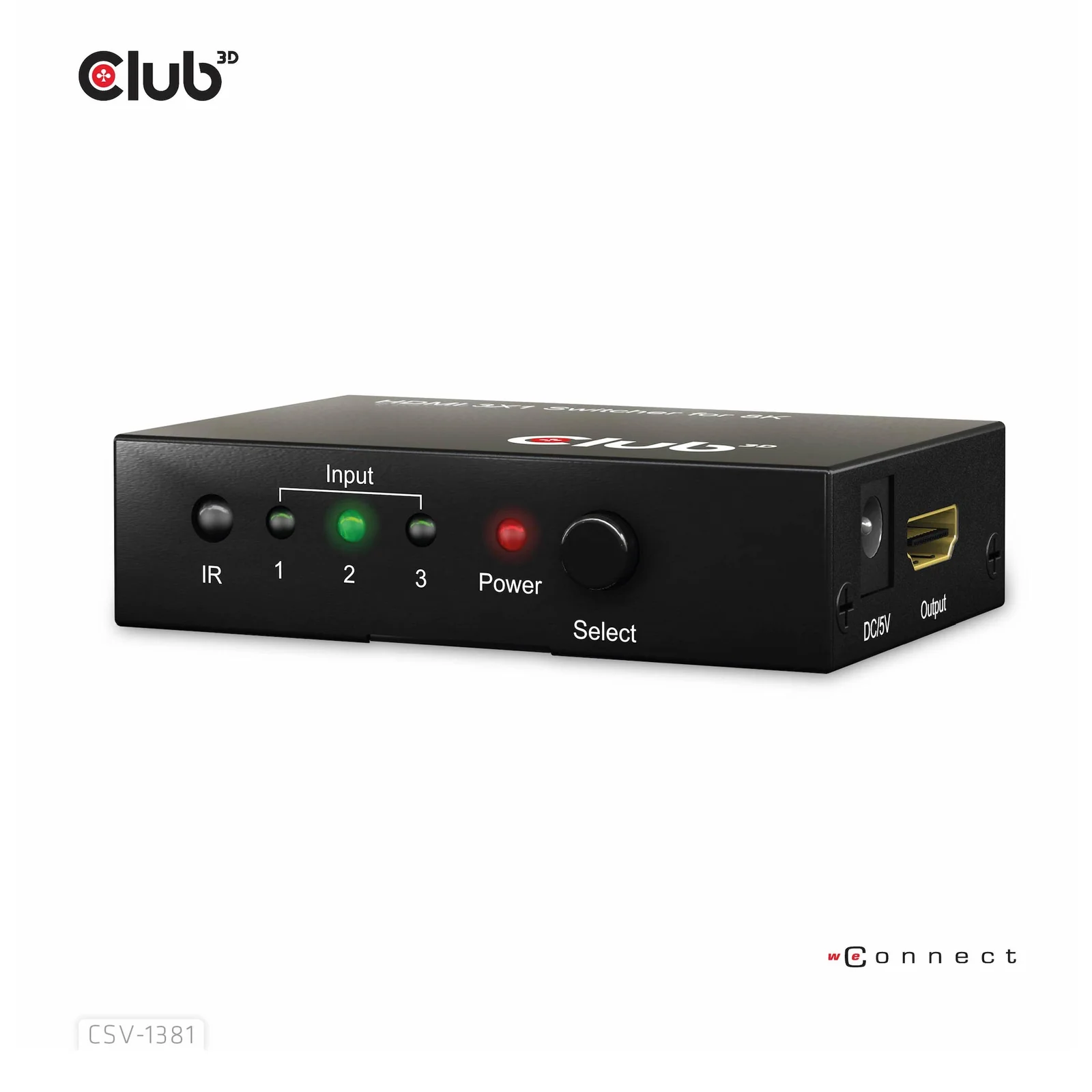 CLUB3D 3 to 1 HDMI 8K60Hz Switch commutateur écran, clavier et souris Noir
