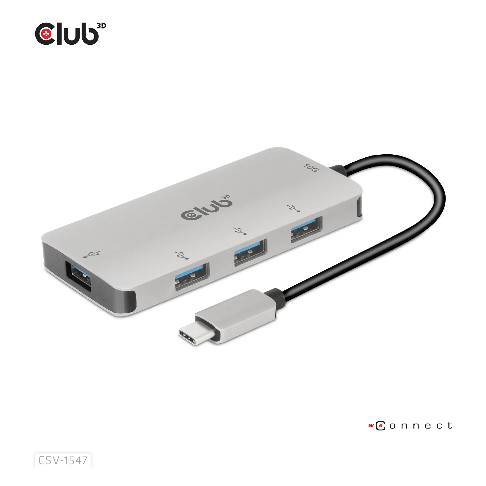 CLUB3D 4-Port USB-A Hub for USB-C – 10Gbps Fast Transfer