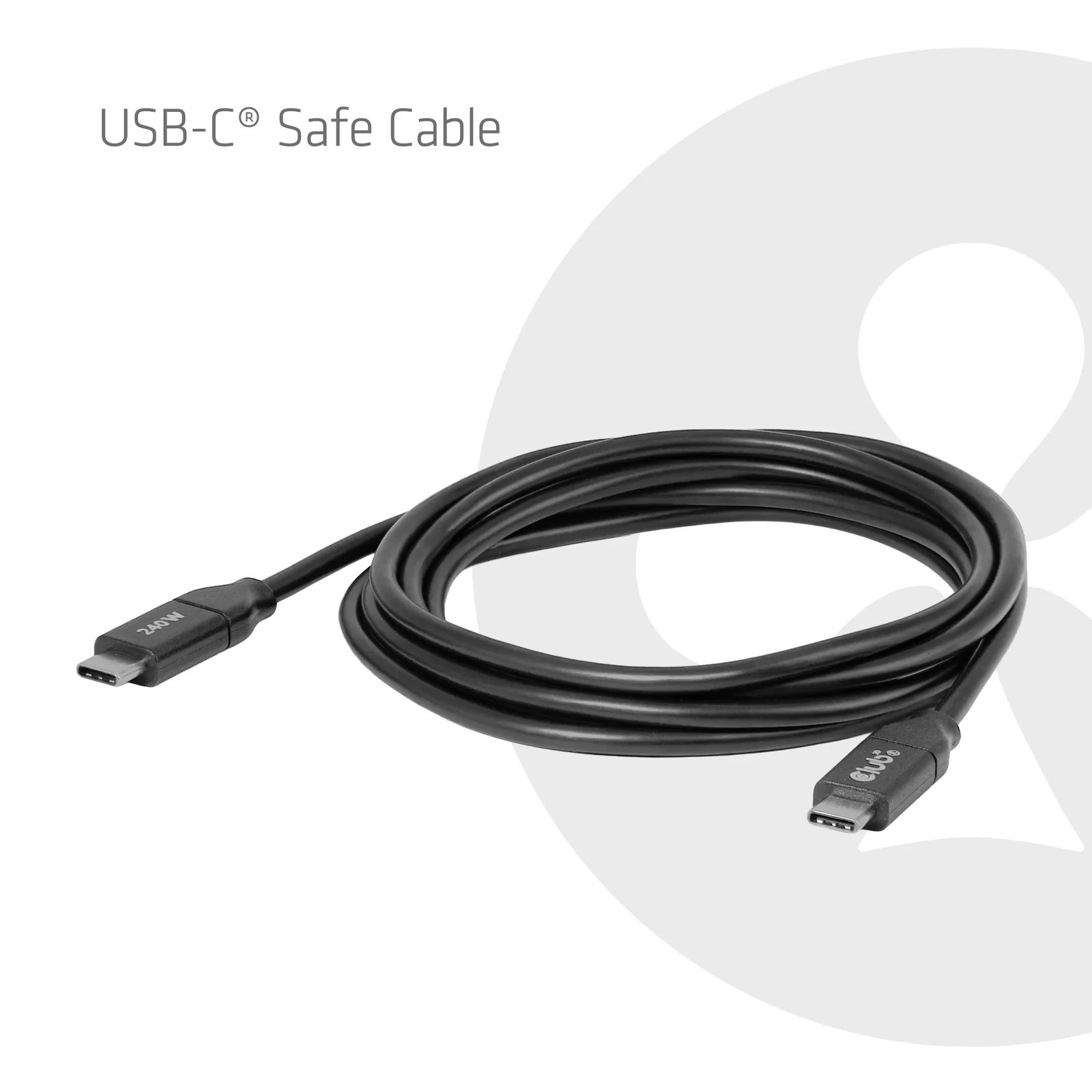 CLUB3D Câble USB-C® sécurisé 240 W sans transmission de données, 2 m / 6,56 pi