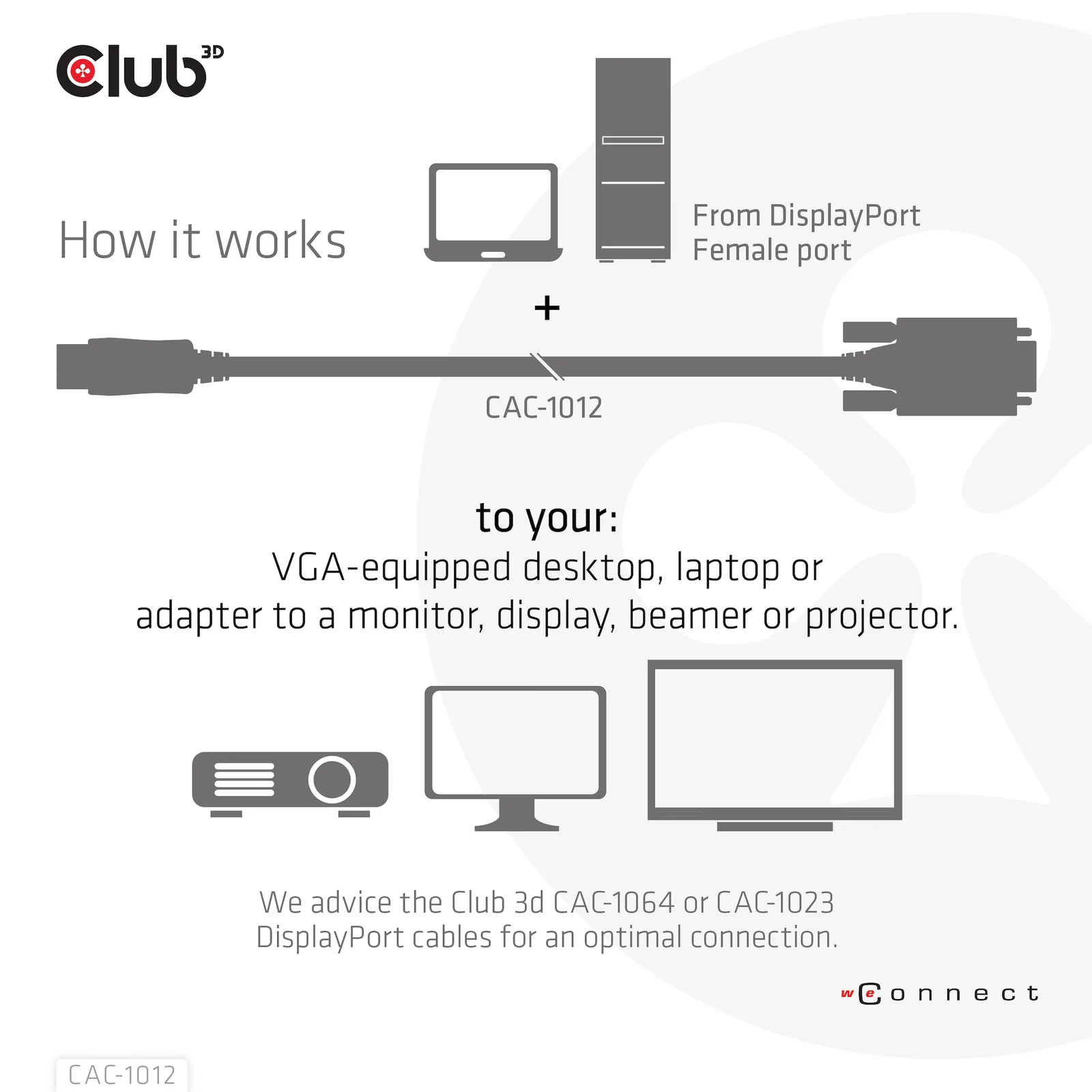 CLUB3D CAC-1012 câble vidéo et adaptateur 2 m DisplayPort VGA (D-Sub) Noir