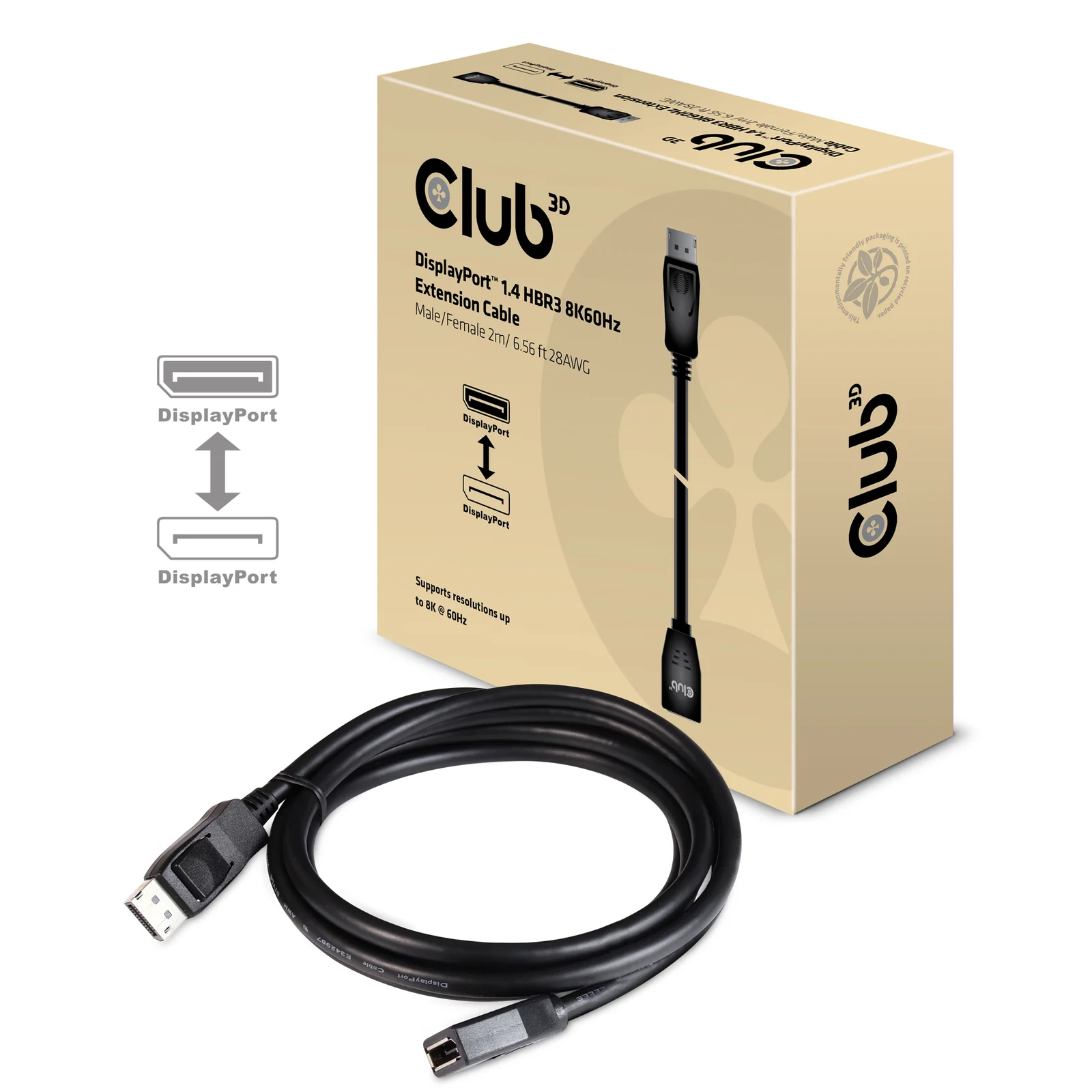 CLUB3D CAC-1022 câble vidéo et adaptateur 2 m Displayport 1.4 Noir