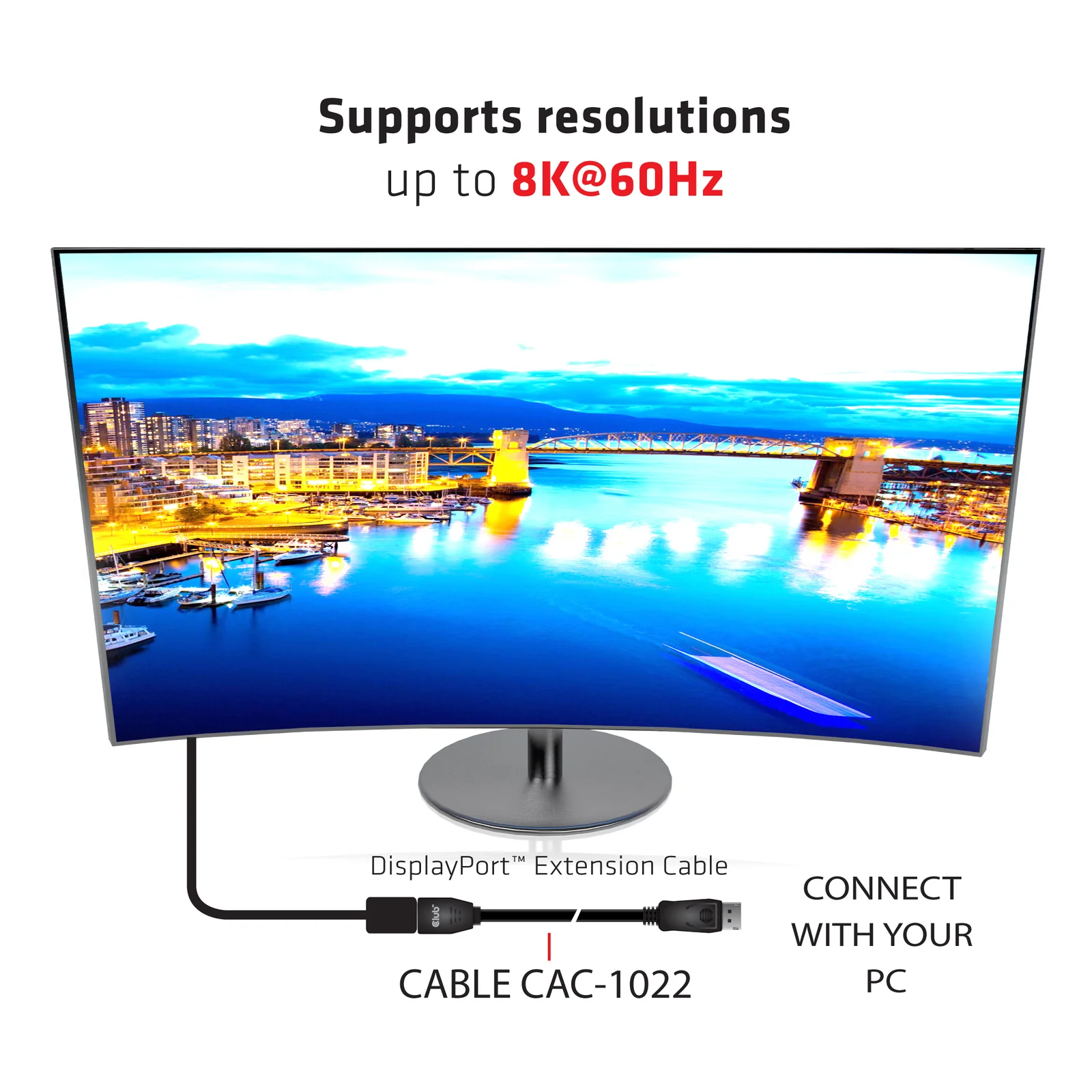 CLUB3D CAC-1022 câble vidéo et adaptateur 2 m Displayport 1.4 Noir