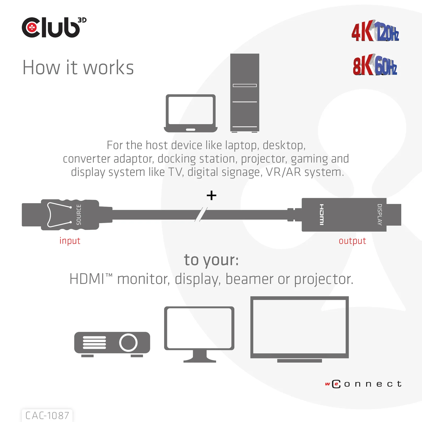 CLUB3D CAC-1087 câble vidéo et adaptateur 3 m DisplayPort HDMI Noir