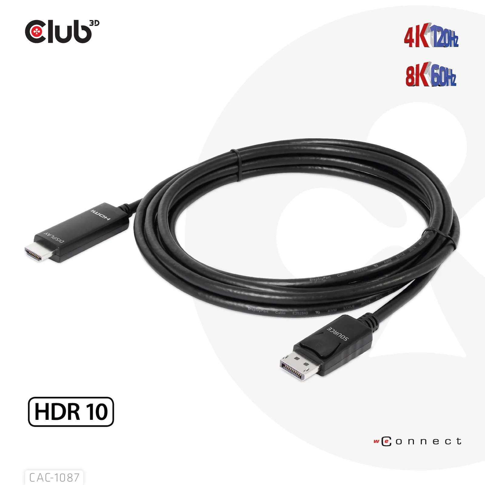 CLUB3D CAC-1087 câble vidéo et adaptateur 3 m DisplayPort HDMI Noir