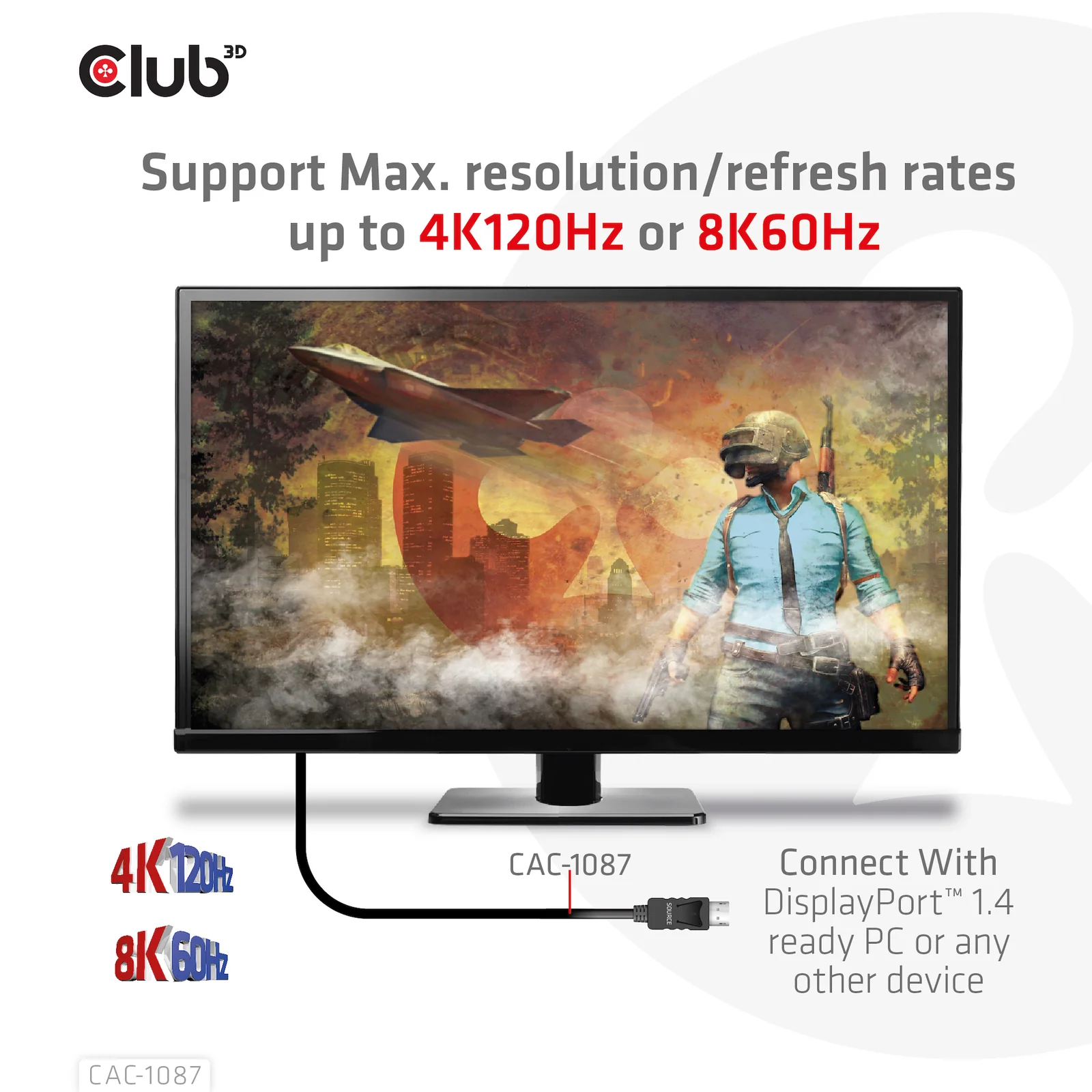 CLUB3D CAC-1087 câble vidéo et adaptateur 3 m DisplayPort HDMI Noir