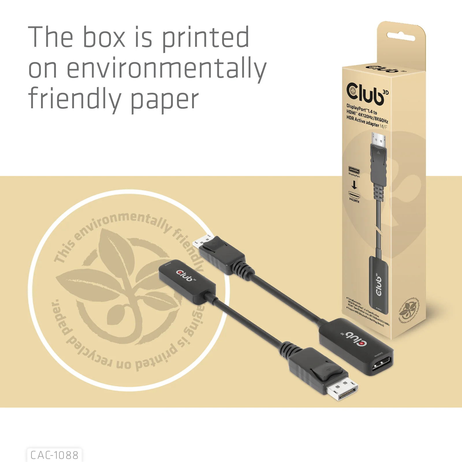 CLUB3D CAC-1088 câble vidéo et adaptateur 0,21 m DisplayPort HDMI Noir