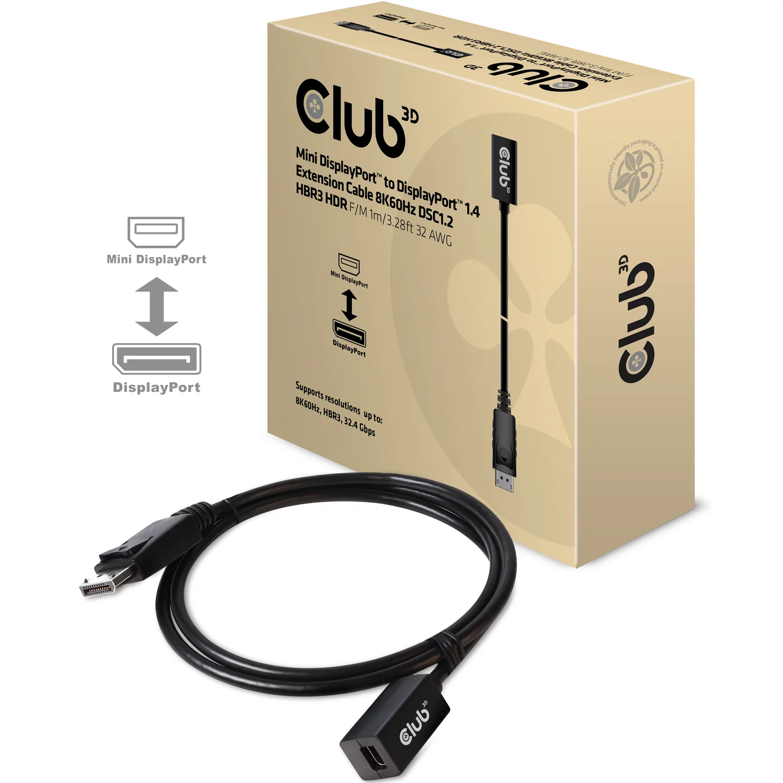 CLUB3D CAC-1120 câble DisplayPort 1 m Mini DisplayPort Noir