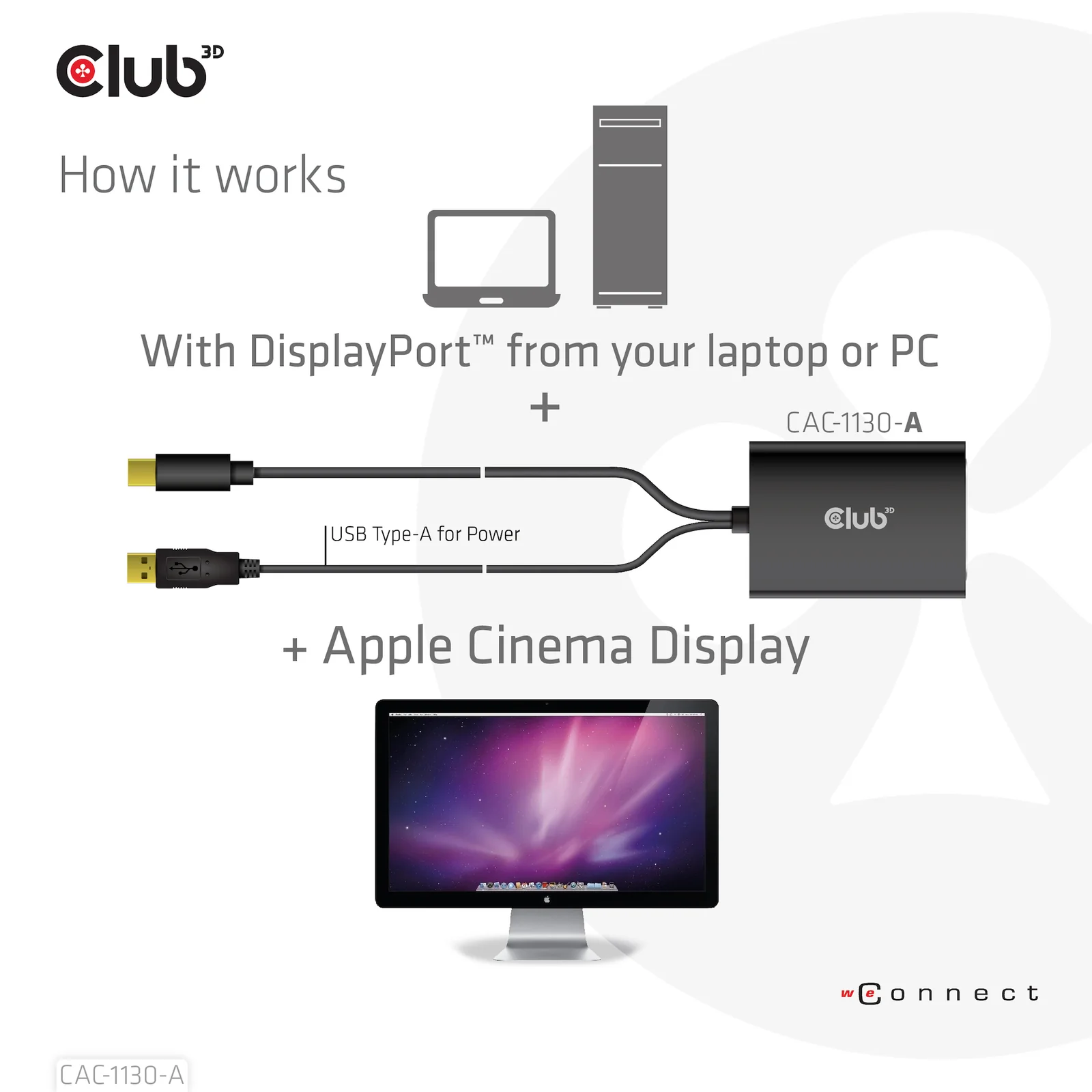 CLUB3D CAC-1130-A câble vidéo et adaptateur 0,6 m DVI-D Mini DisplayPort + USB Type-A Noir