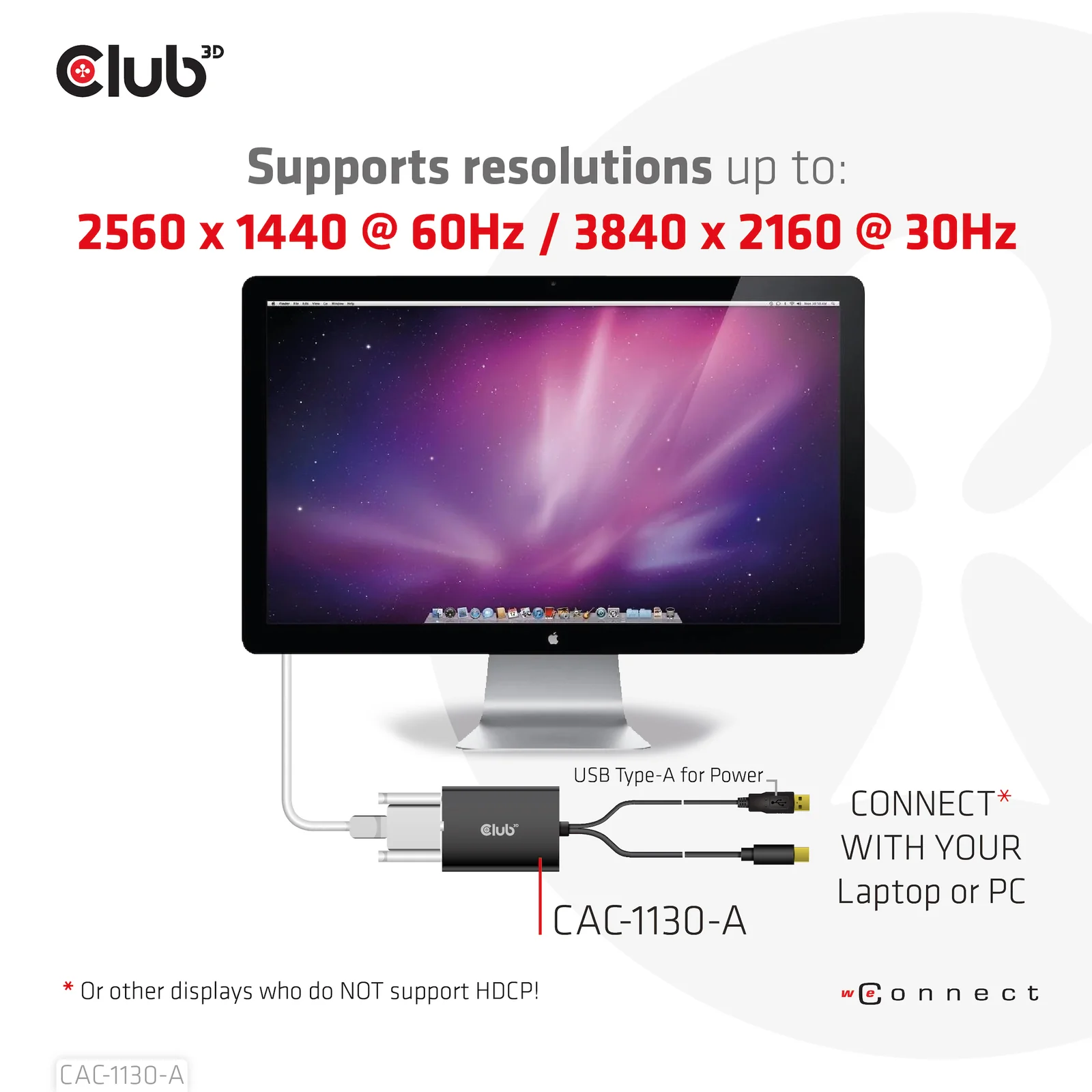 CLUB3D CAC-1130-A câble vidéo et adaptateur 0,6 m DVI-D Mini DisplayPort + USB Type-A Noir