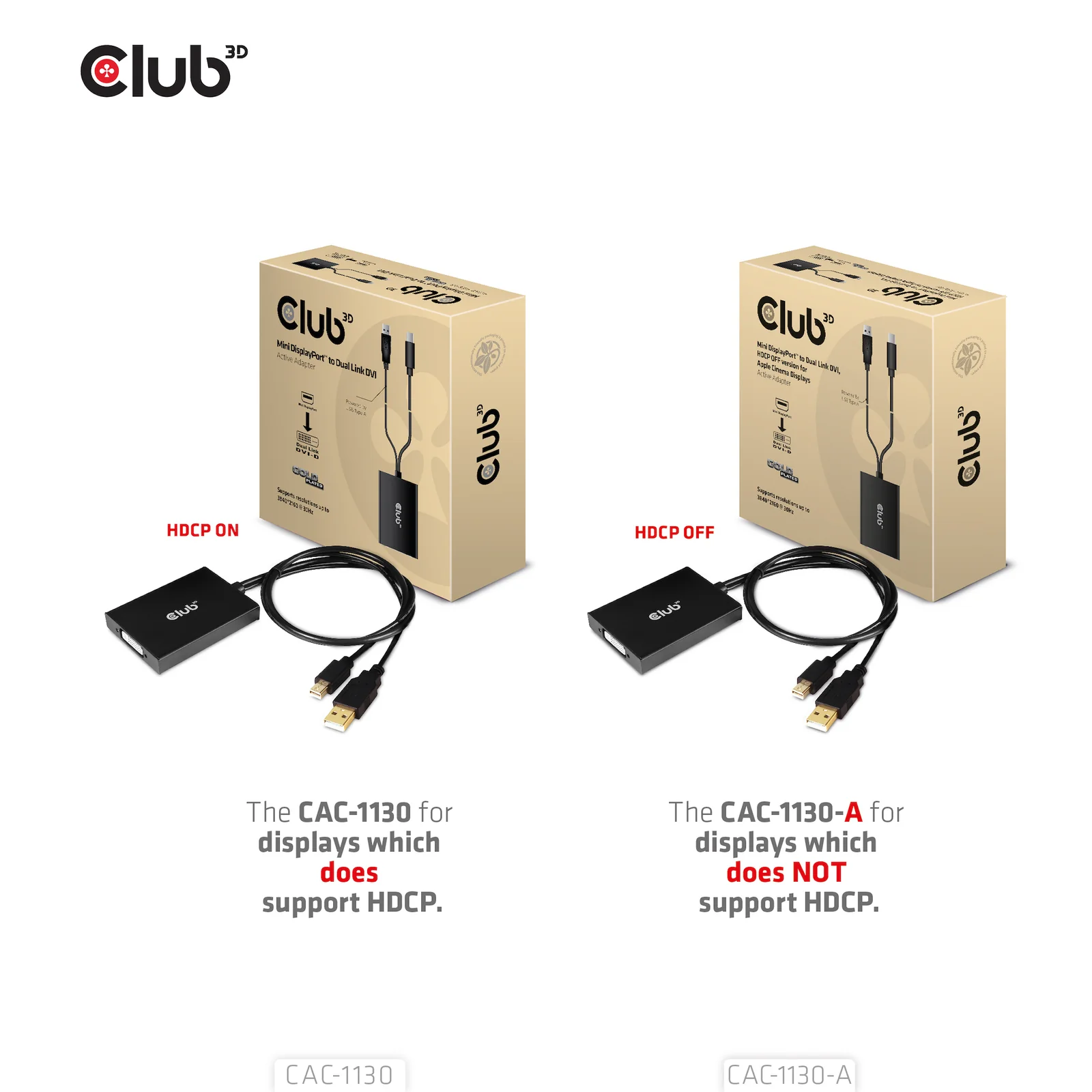 CLUB3D CAC-1130-A câble vidéo et adaptateur 0,6 m DVI-D Mini DisplayPort + USB Type-A Noir