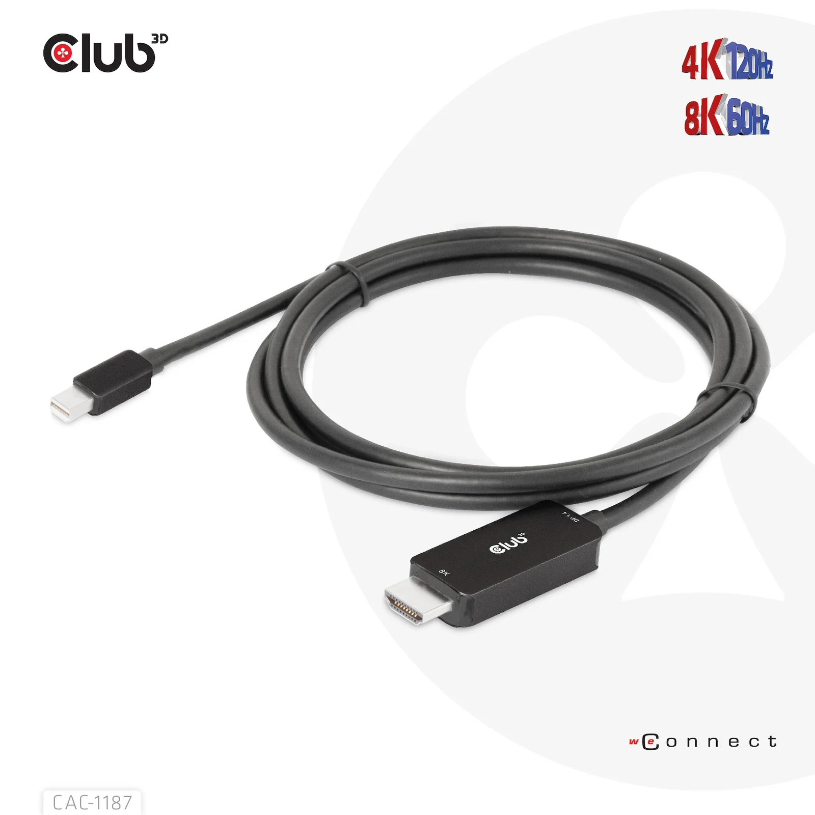 CLUB3D CAC-1187 câble vidéo et adaptateur 1,8 m Mini DisplayPort HDMI Noir