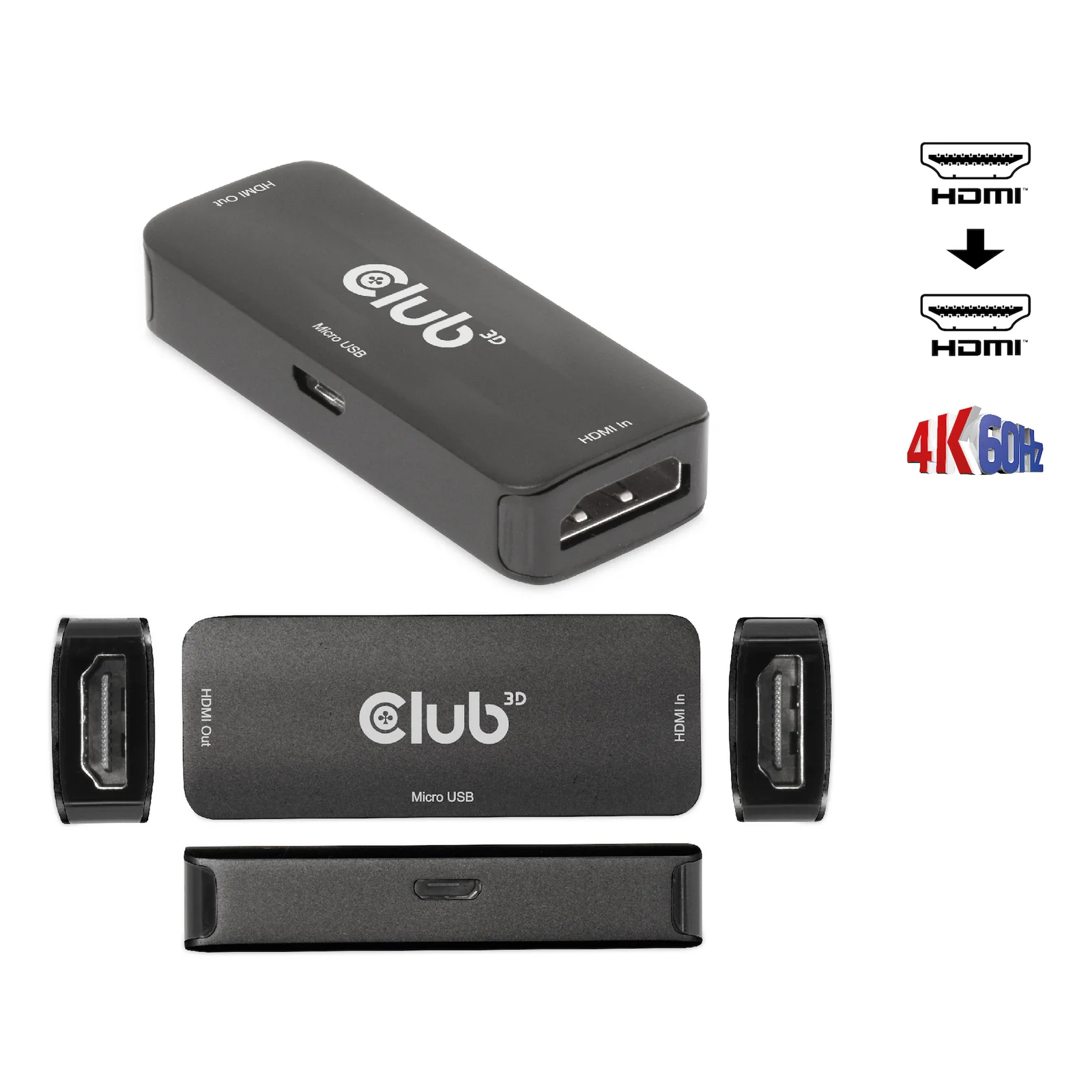 CLUB3D CAC-1307 extension audio/video Répéteur AV Noir