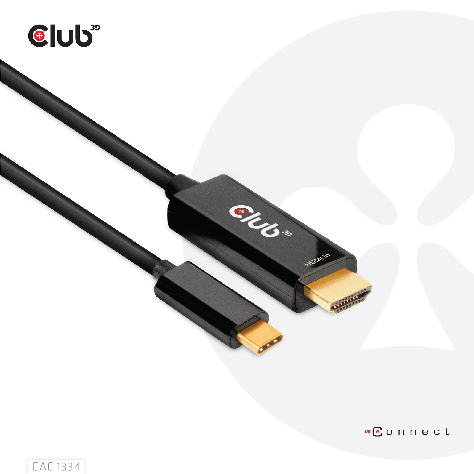 CLUB3D CAC-1334 câble vidéo et adaptateur 1,8 m HDMI Type A (Standard) USB Type-C Noir