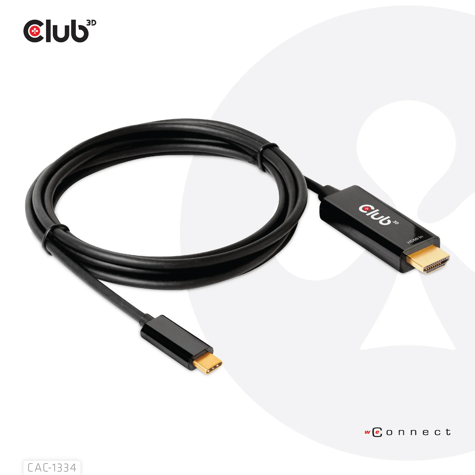CLUB3D CAC-1334 câble vidéo et adaptateur 1,8 m HDMI Type A (Standard) USB Type-C Noir