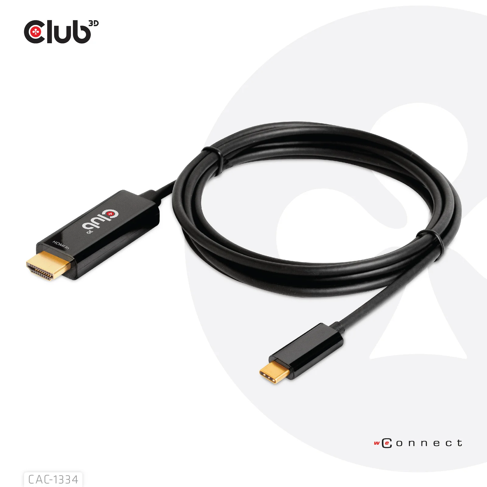 CLUB3D CAC-1334 câble vidéo et adaptateur 1,8 m HDMI Type A (Standard) USB Type-C Noir