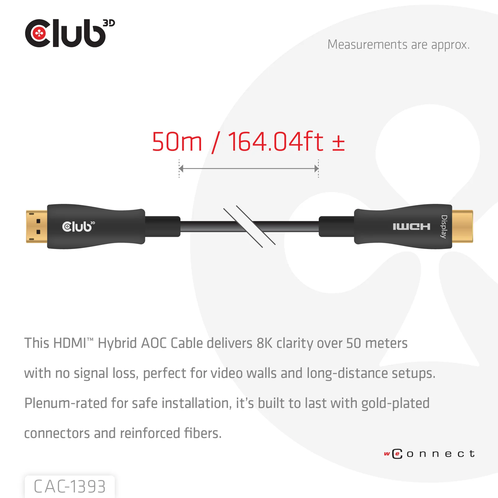CLUB3D CAC-1393 câble HDMI 50 m HDMI Type A (Standard) Noir