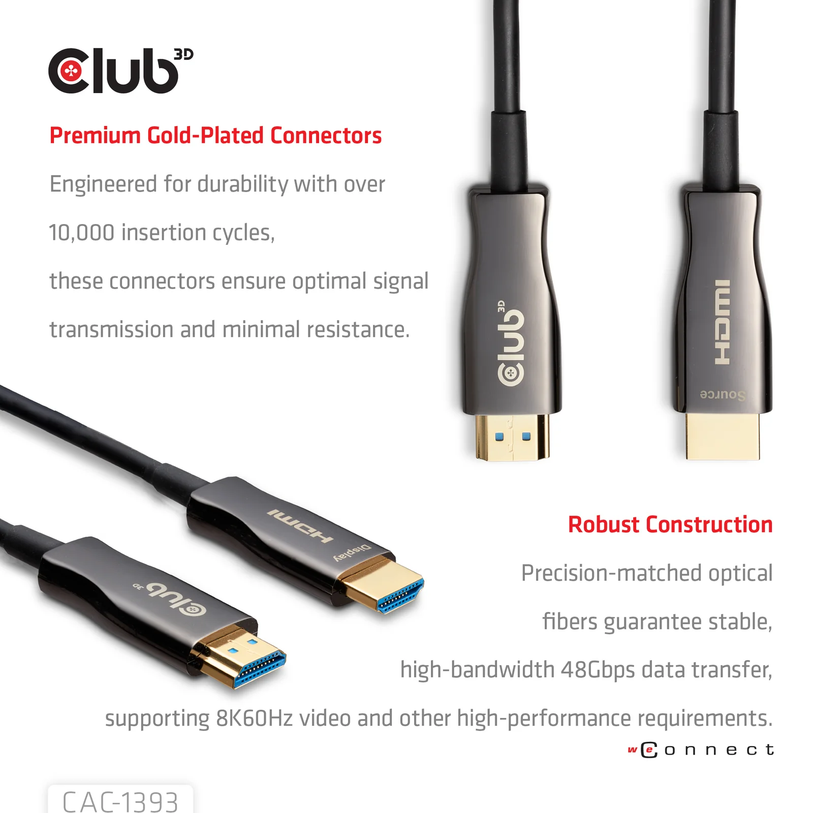 CLUB3D CAC-1393 câble HDMI 50 m HDMI Type A (Standard) Noir