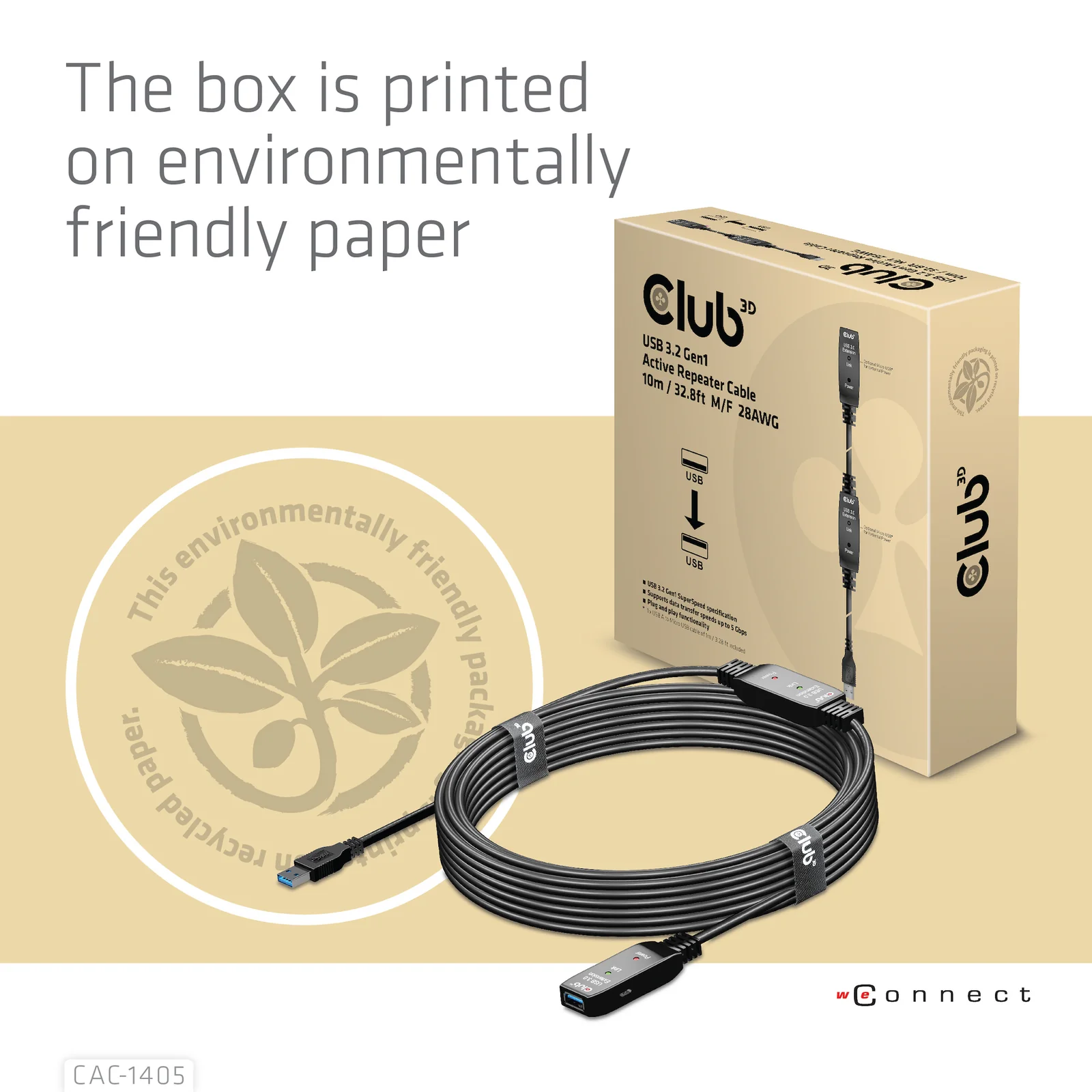 CLUB3D CAC-1405 câble USB USB 3.2 Gen 2 (3.1 Gen 2) 10 m USB A 5 Gbit/s Noir