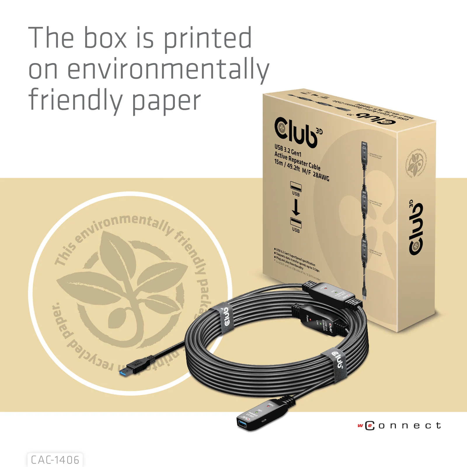 CLUB3D CAC-1406 câble USB USB 3.2 Gen 1 (3.1 Gen 1) 15 m USB A 5 Gbit/s Noir