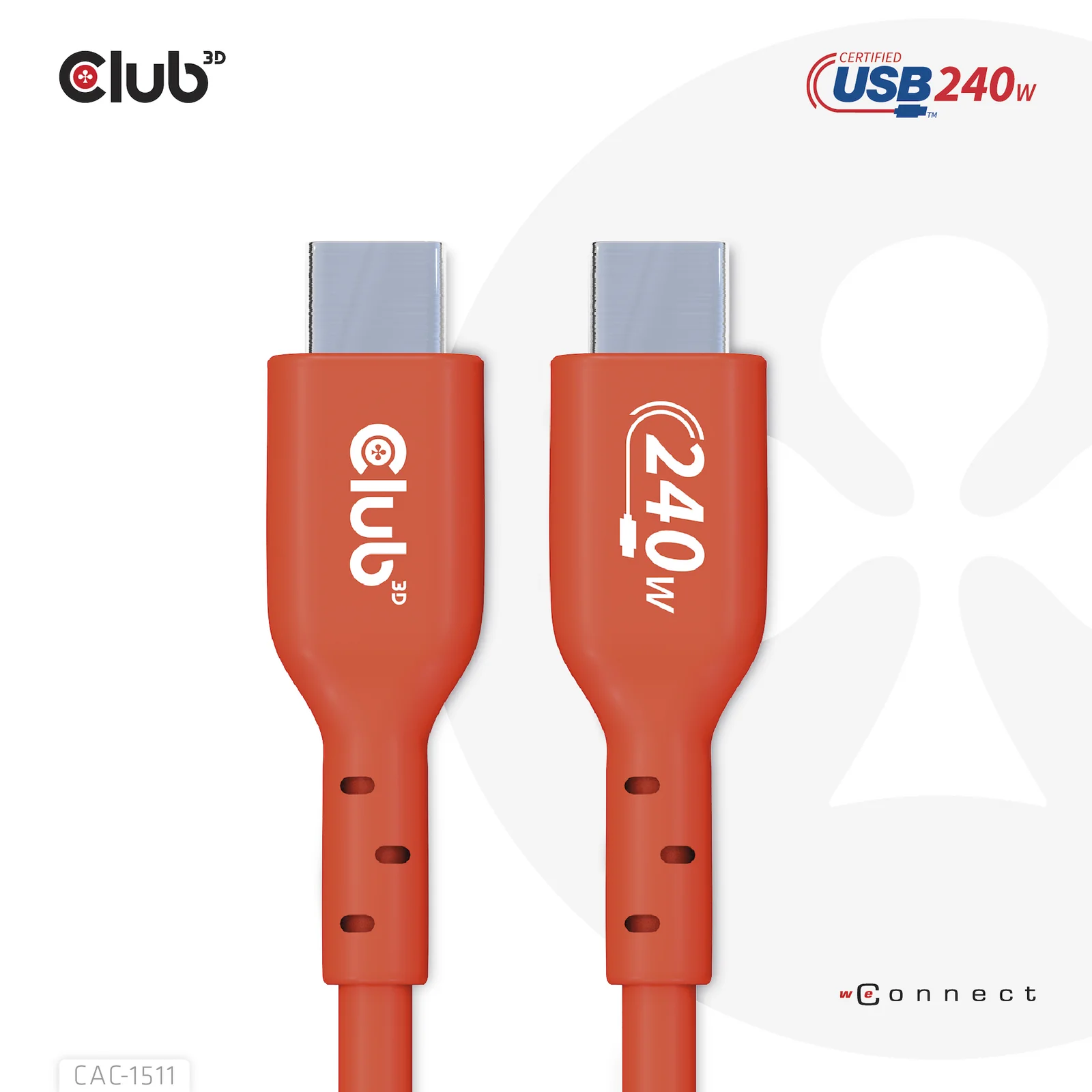 CLUB3D CAC-1511 câble USB USB 2.0 1 m USB C 0,48 Gbit/s 240 W Orange
