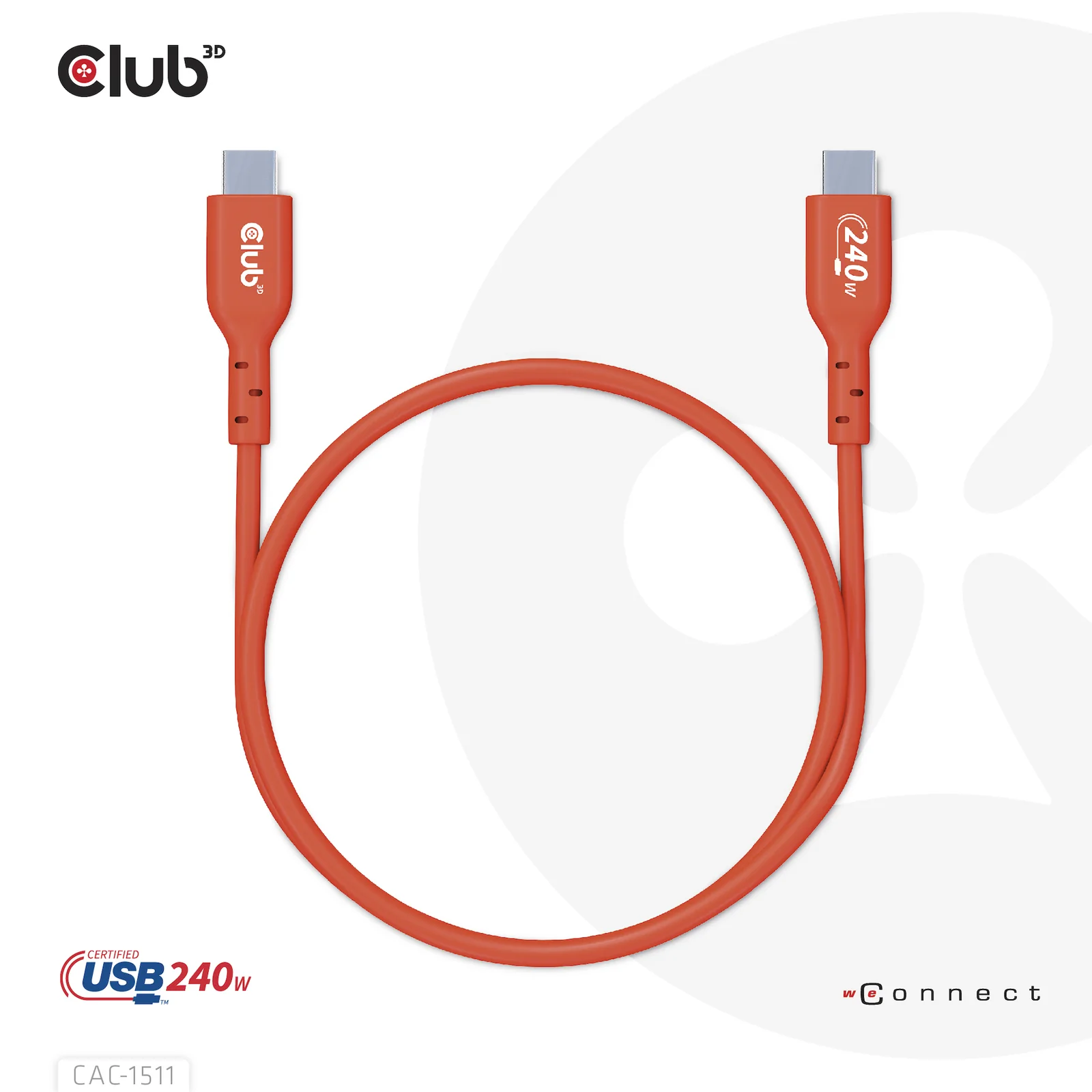 CLUB3D CAC-1511 câble USB USB 2.0 1 m USB C 0,48 Gbit/s 240 W Orange