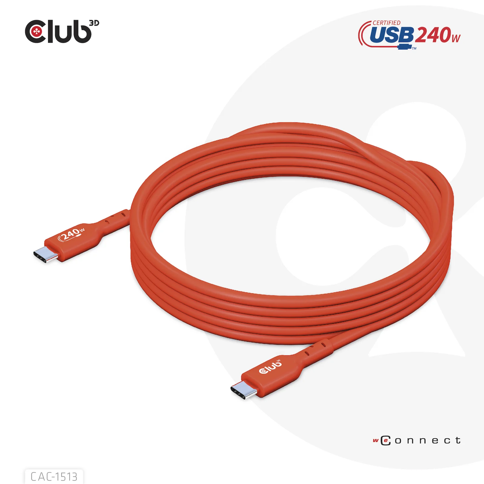 CLUB3D CAC-1513 câble USB USB 2.0 3 m USB C 240 W Orange
