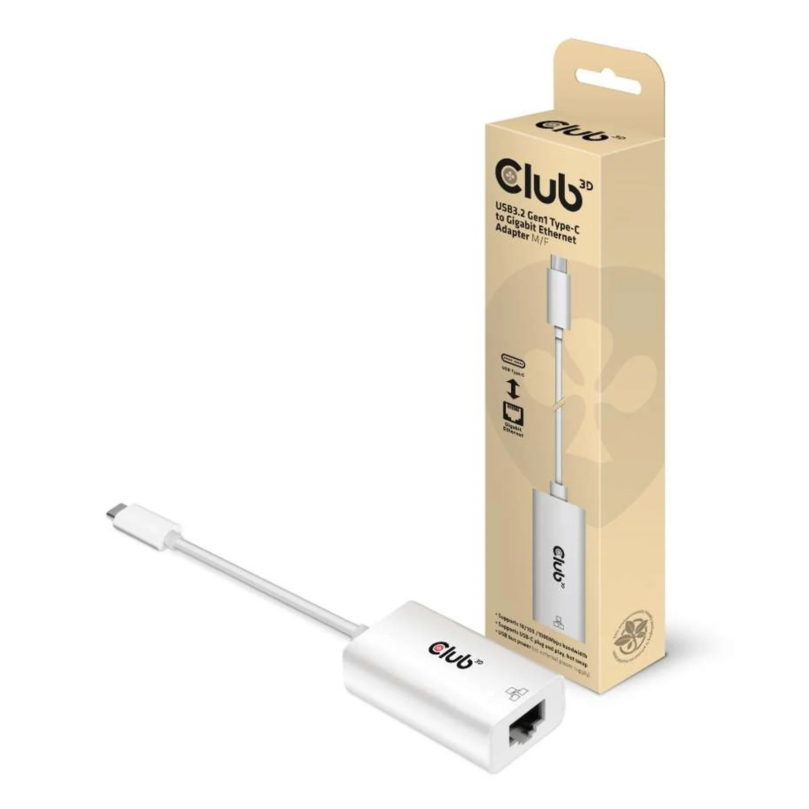 CLUB3D CAC-1519 changeur de genre de câble USB-C RJ-45 Blanc