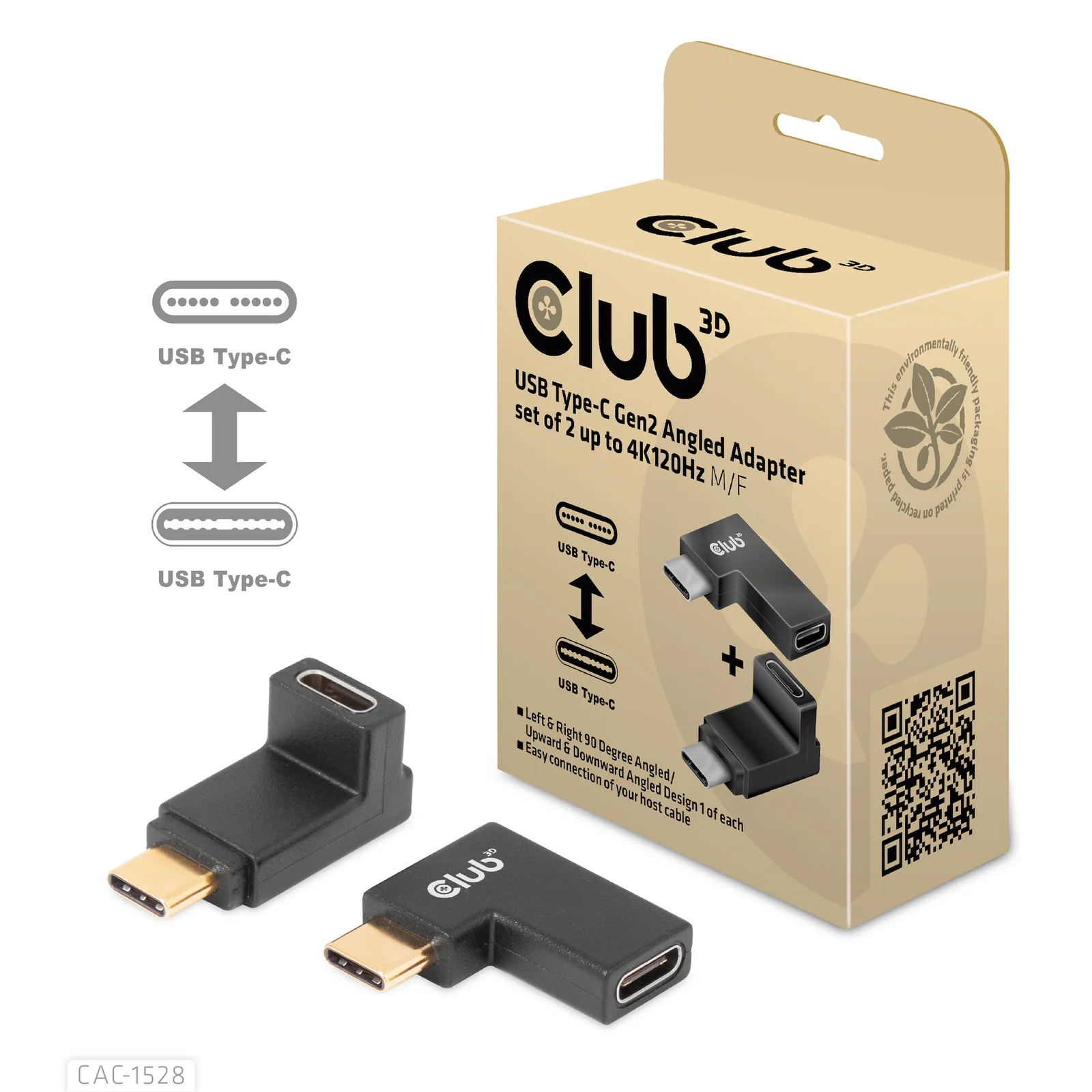 CLUB3D CAC-1528 changeur de genre de câble USB C Noir
