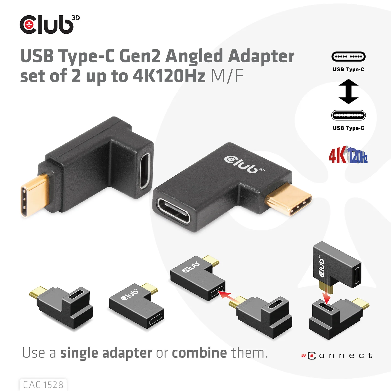 CLUB3D CAC-1528 changeur de genre de câble USB C Noir