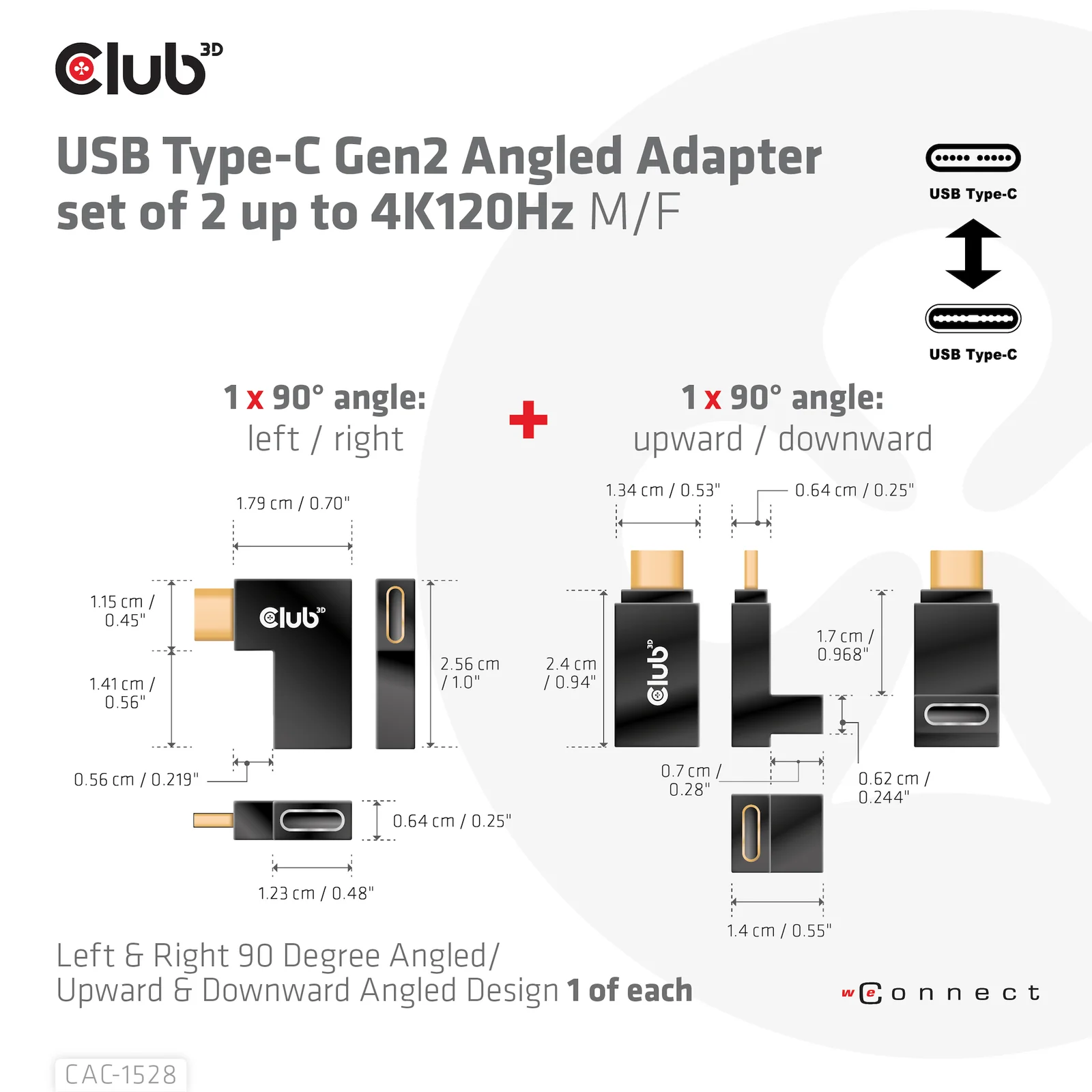 CLUB3D CAC-1528 changeur de genre de câble USB C Noir
