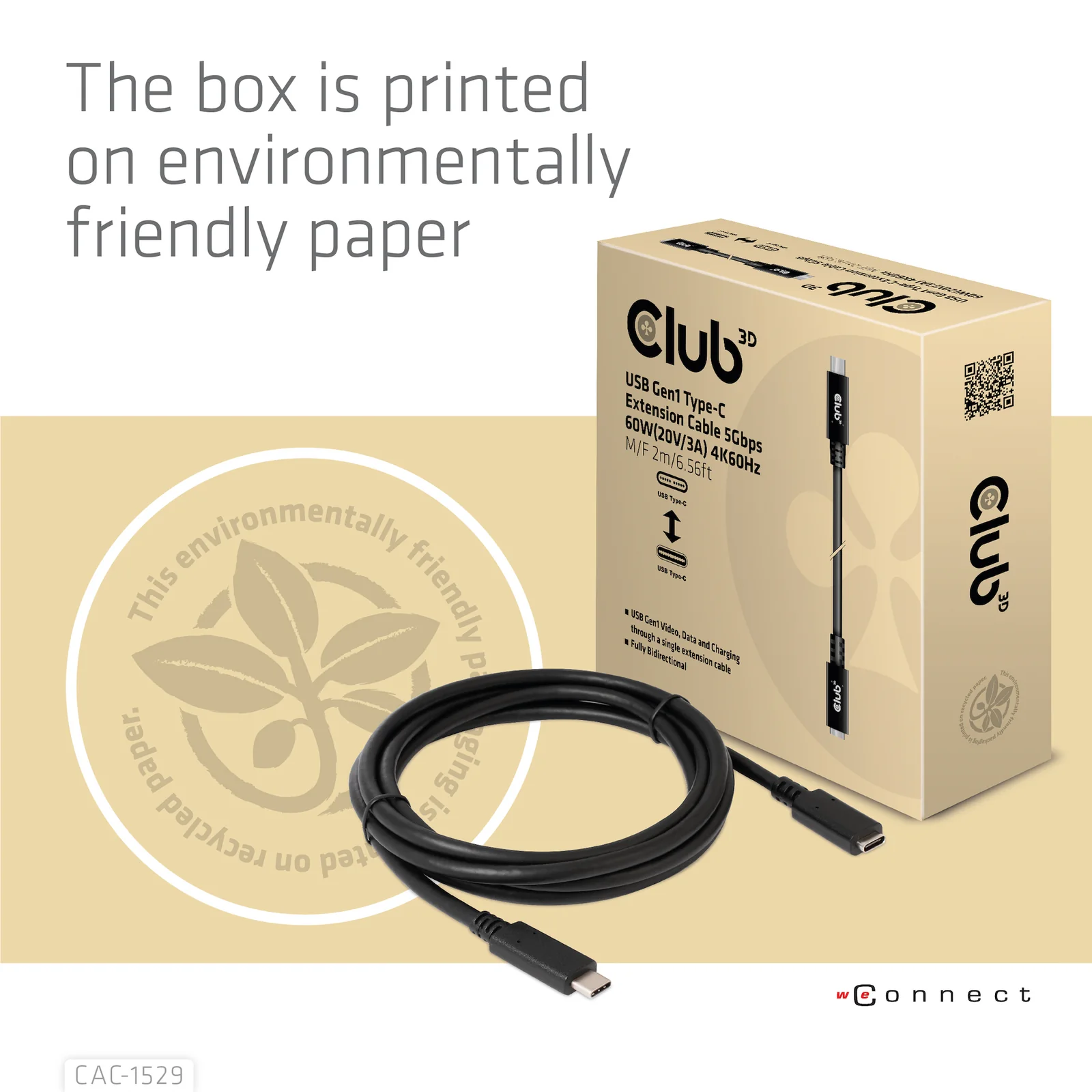 CLUB3D CAC-1529 câble USB USB 3.2 Gen 1 (3.1 Gen 1) 2 m USB C 5 Gbit/s 60 W Noir