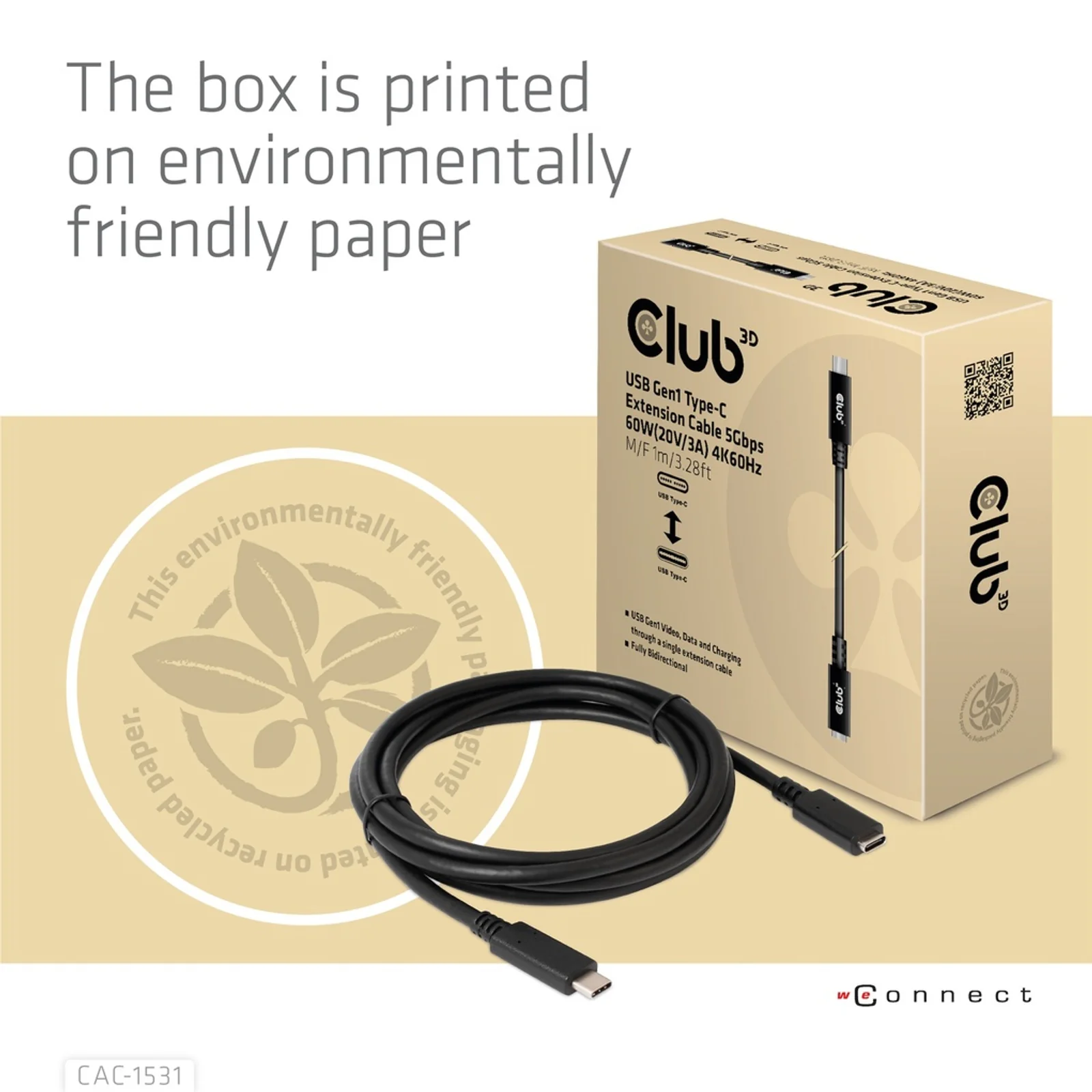 CLUB3D CAC-1531 câble USB 1 m USB C 2 x USB C 5 Gbit/s 60 W Noir