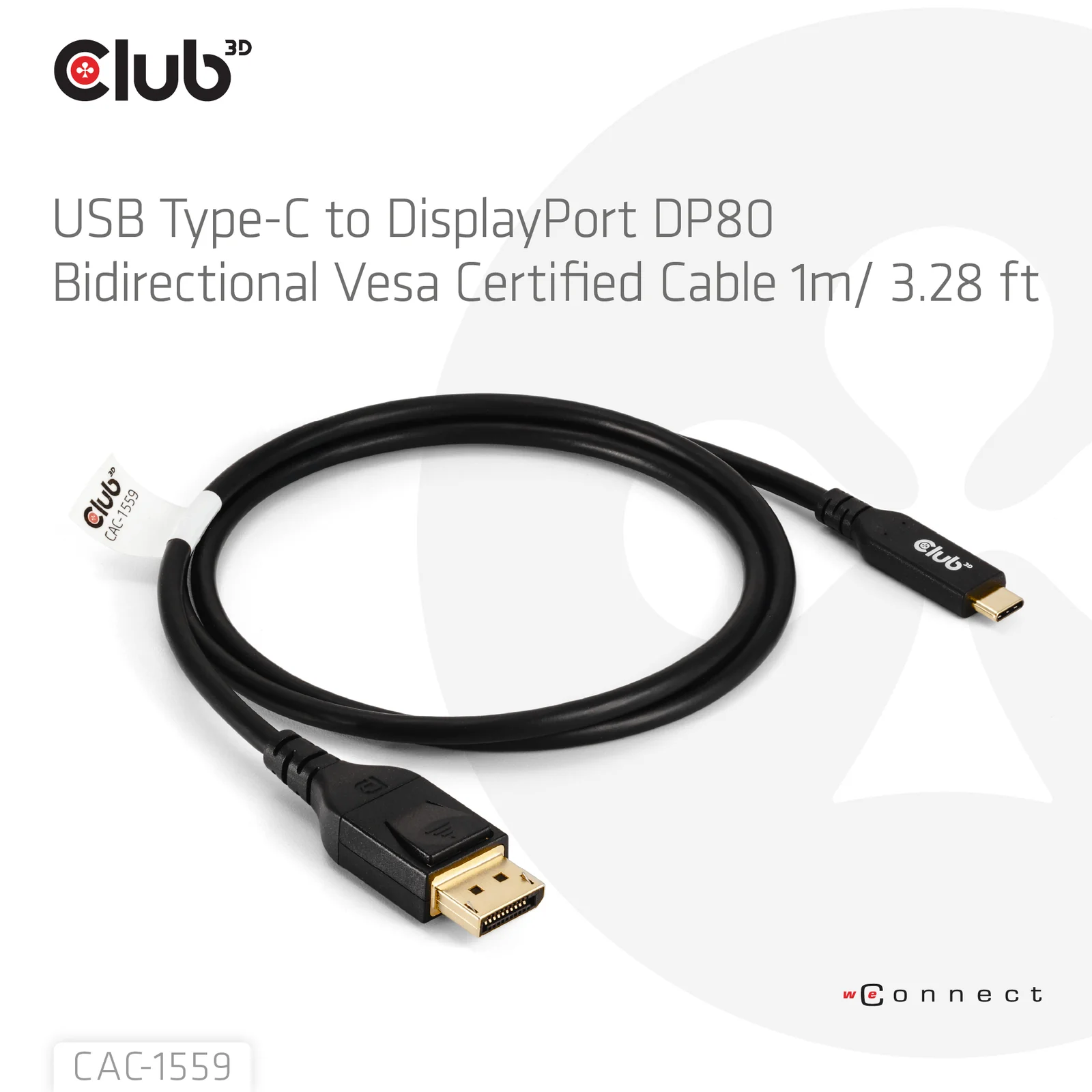 CLUB3D CAC-1559 câble vidéo et adaptateur 1 m USB Type-C DisplayPort Noir