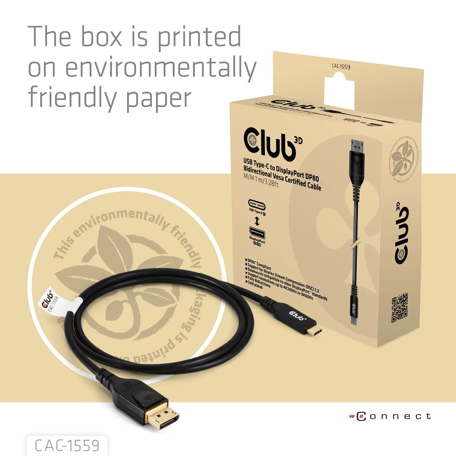 CLUB3D CAC-1559 câble vidéo et adaptateur 1 m USB Type-C DisplayPort Noir