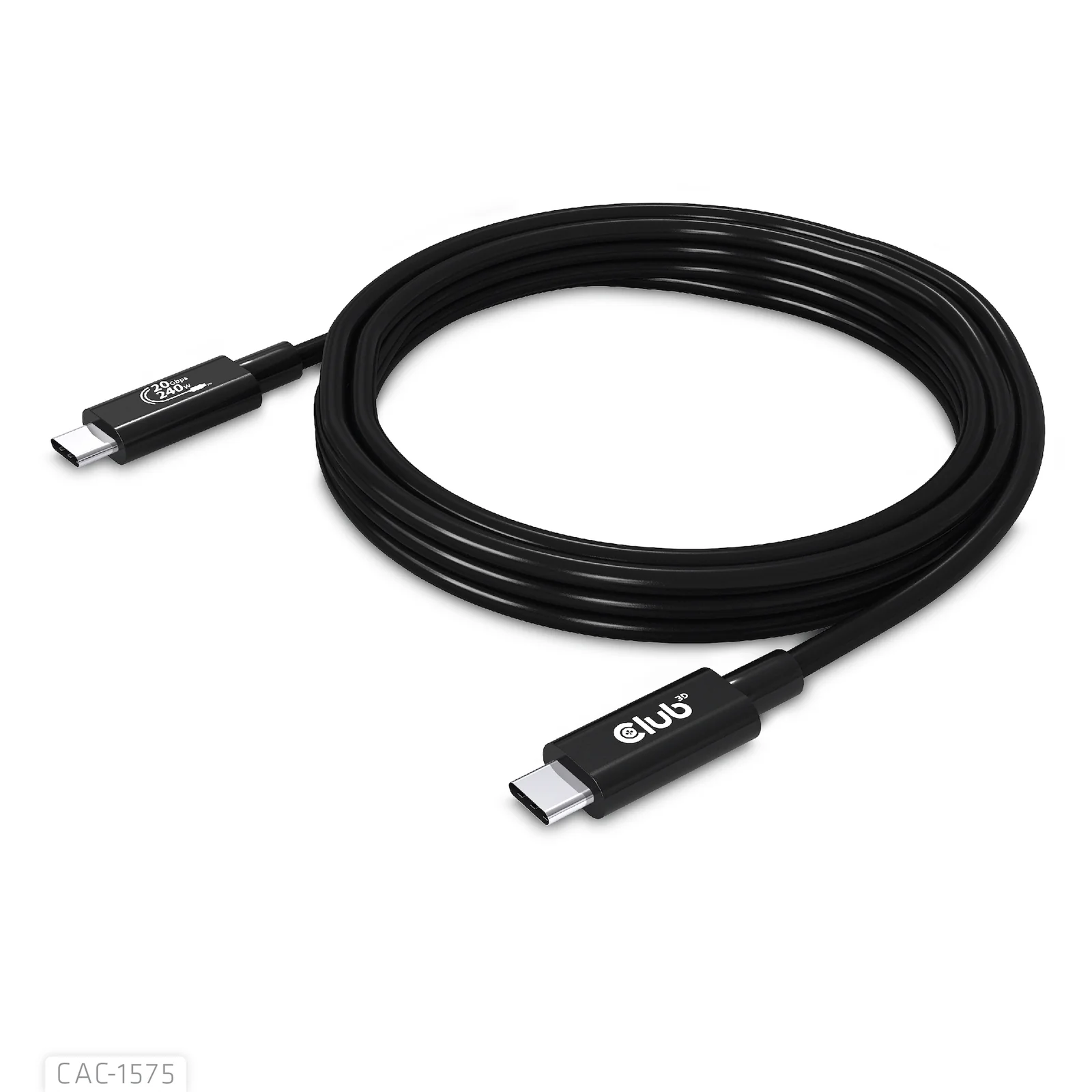 CLUB3D CAC-1575 câble USB USB4 Gen 2x2 2 m USB C 20 Gbit/s 240 W Noir