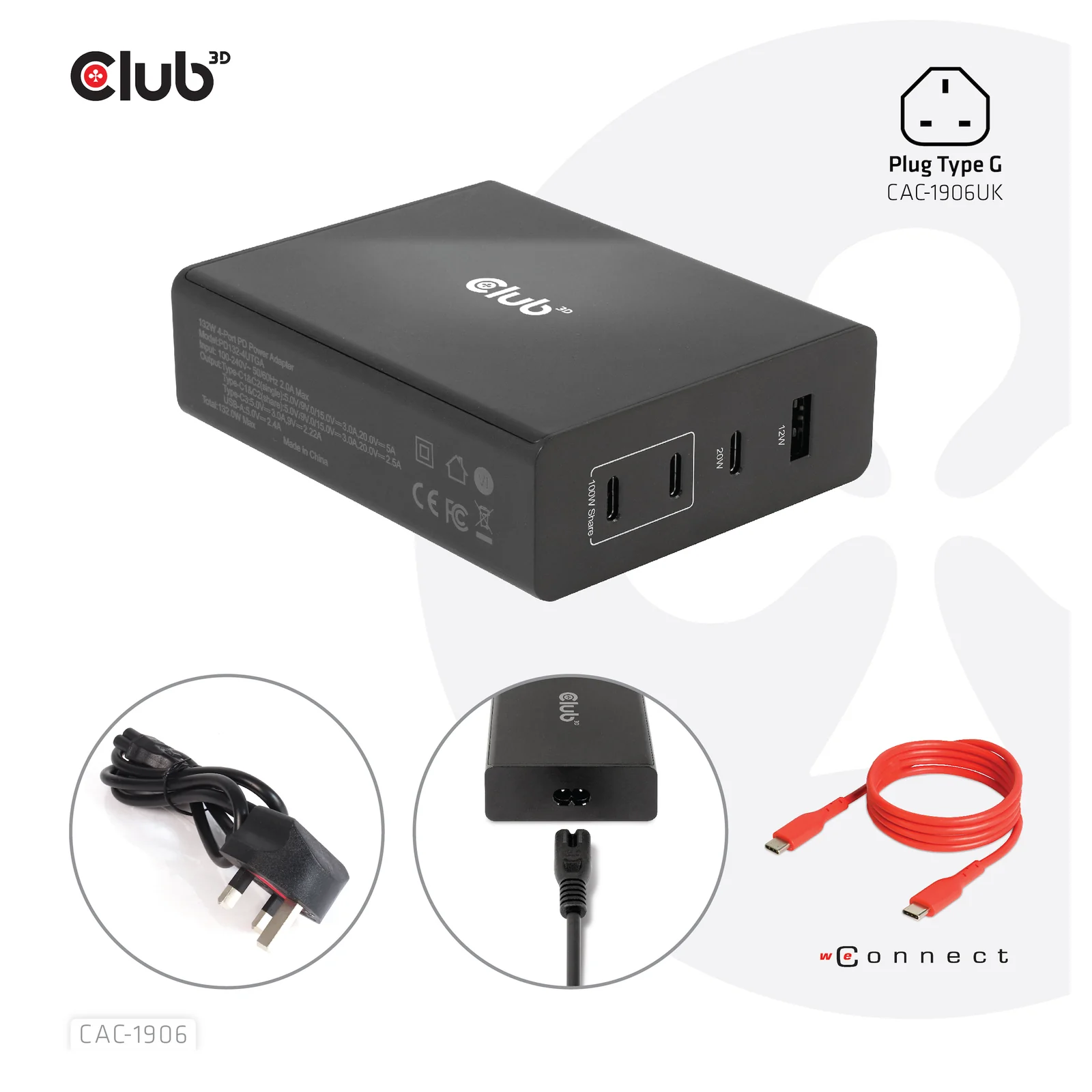 CLUB3D CAC-1906 chargeur d'appareils mobiles Universel Noir CC Intérieure