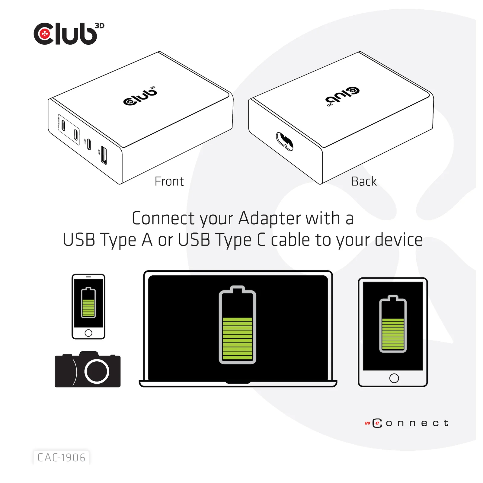 CLUB3D CAC-1906 chargeur d'appareils mobiles Universel Noir CC Intérieure