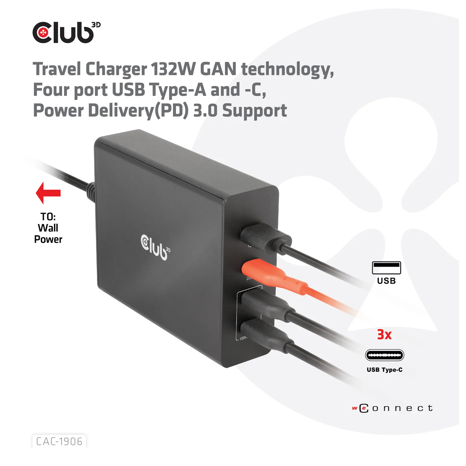 CLUB3D CAC-1906 chargeur d'appareils mobiles Universel Noir CC Intérieure