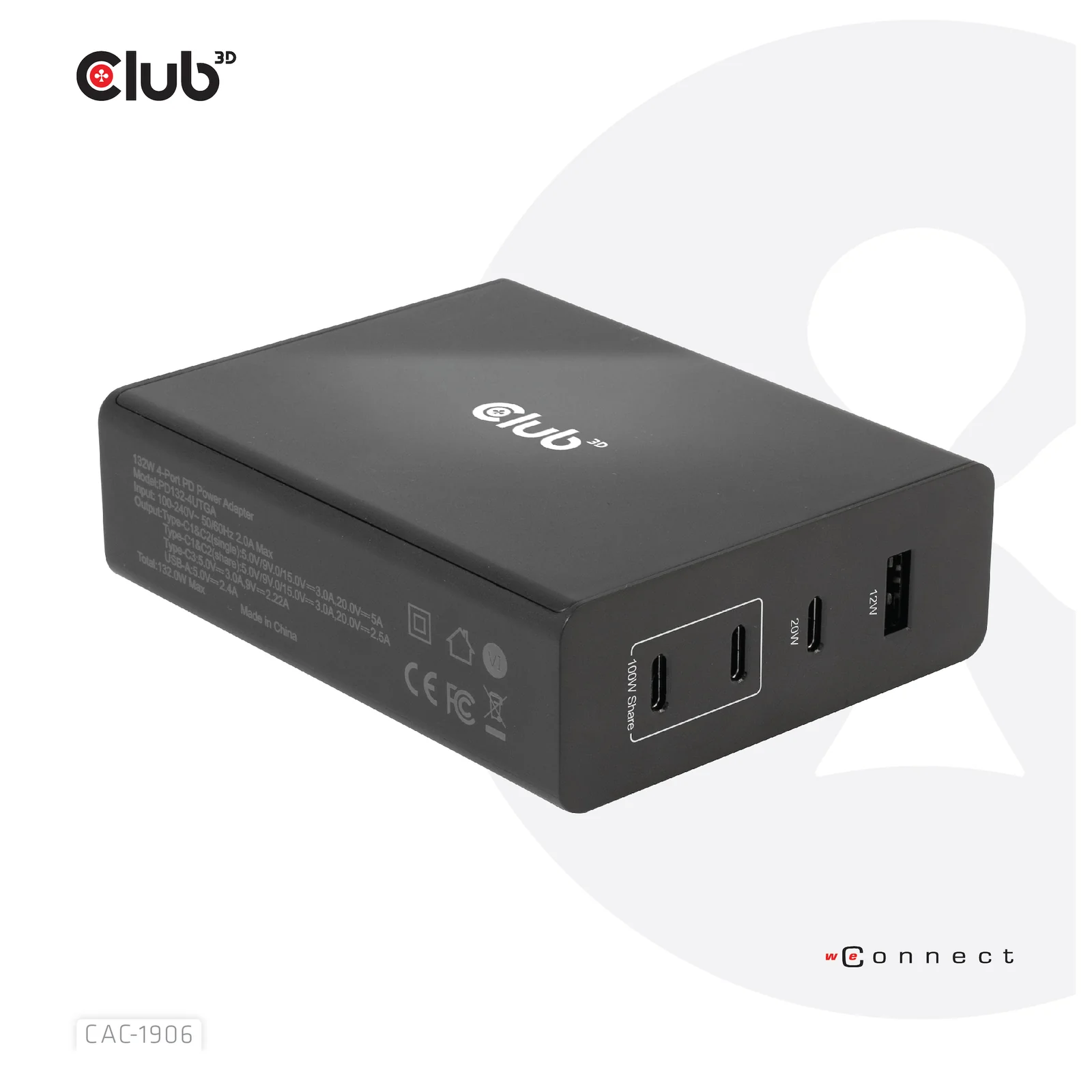 CLUB3D CAC-1906 chargeur d'appareils mobiles Universel Noir CC Intérieure