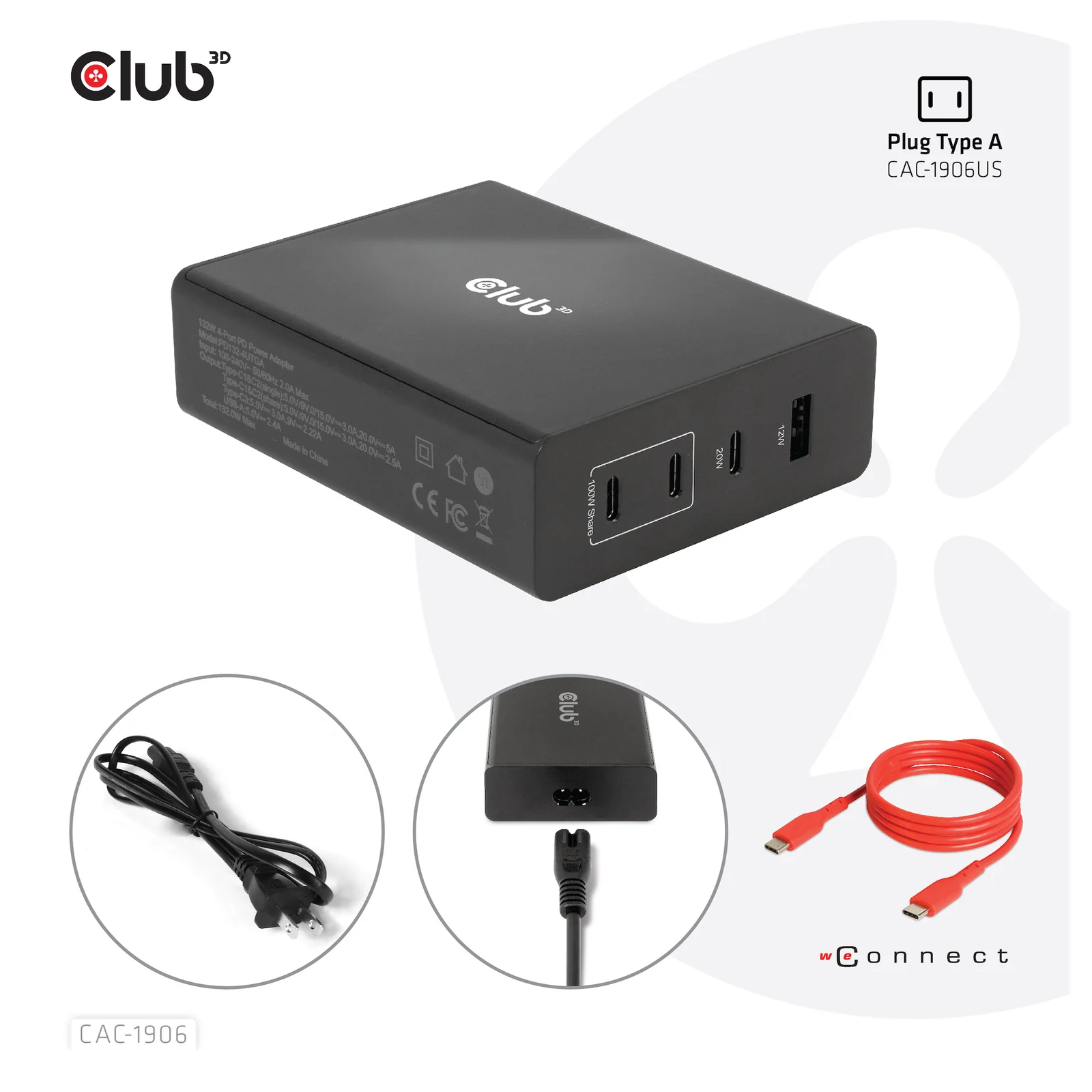 CLUB3D CAC-1906 chargeur d'appareils mobiles Universel Noir CC Intérieure