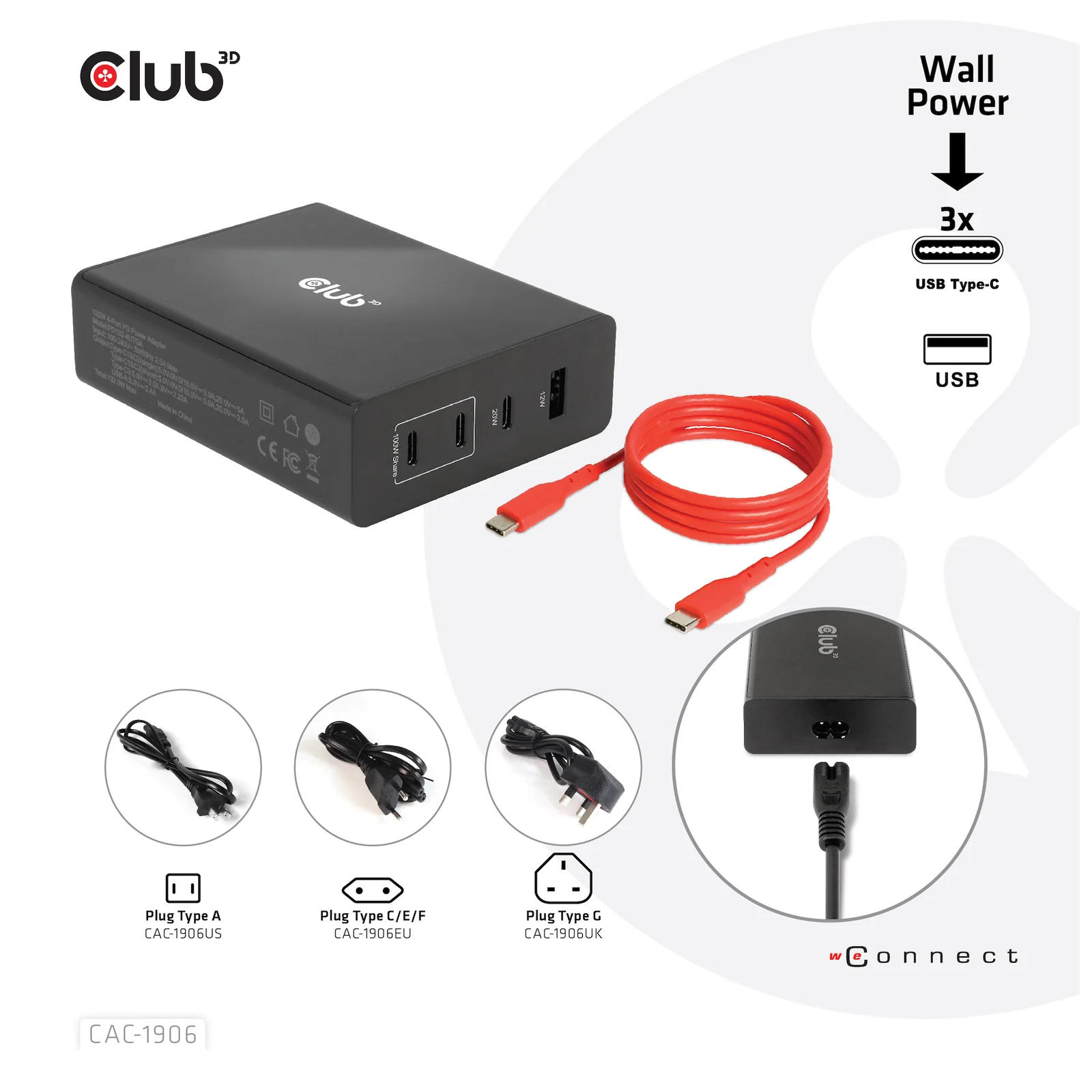 CLUB3D CAC-1906 chargeur d'appareils mobiles Universel Noir CC Intérieure