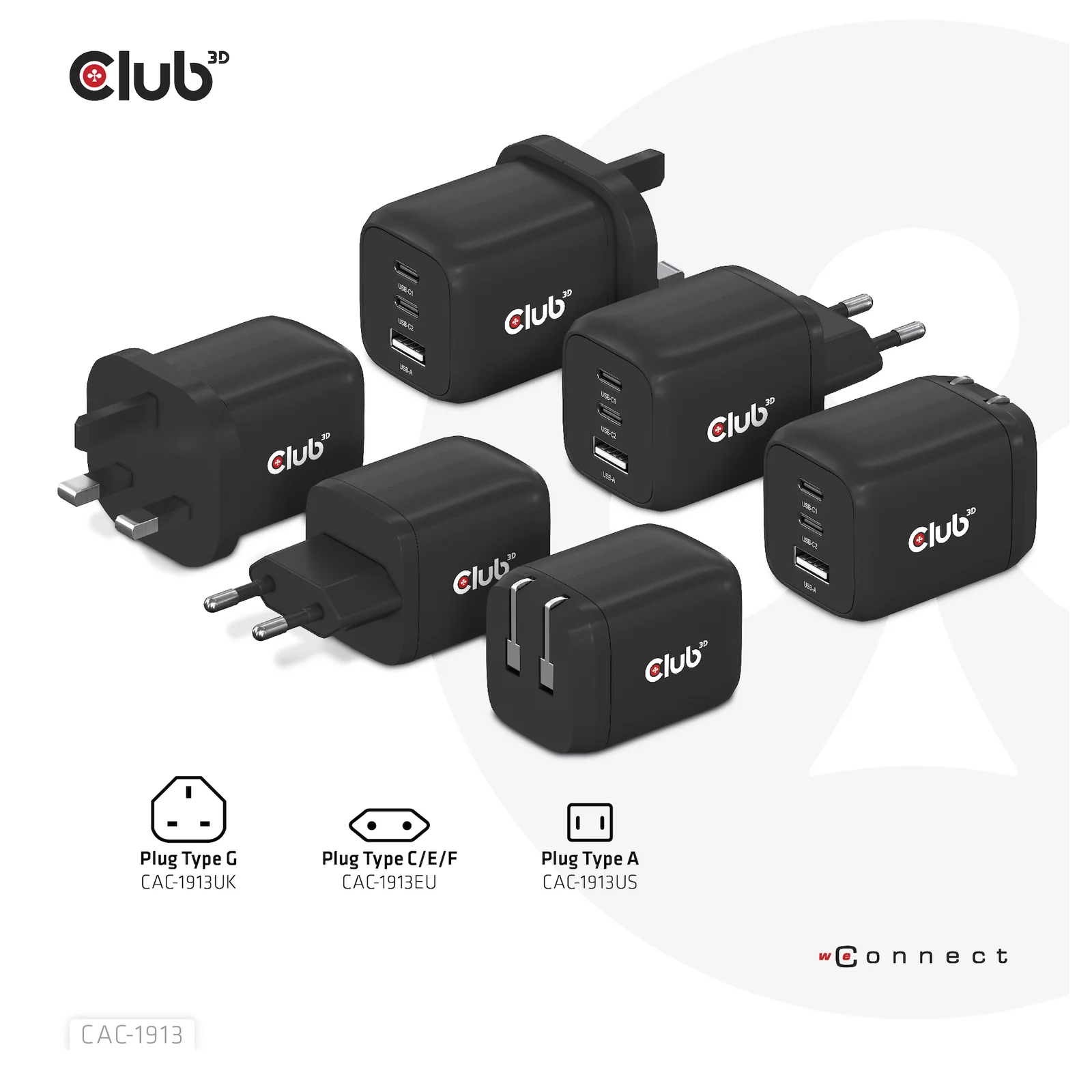 CLUB3D CAC-1913 chargeur d'appareils mobiles Téléphone portable, Ordinateur portable, Smartphone, Universel Noir Secteur Charge rapide Intérieure