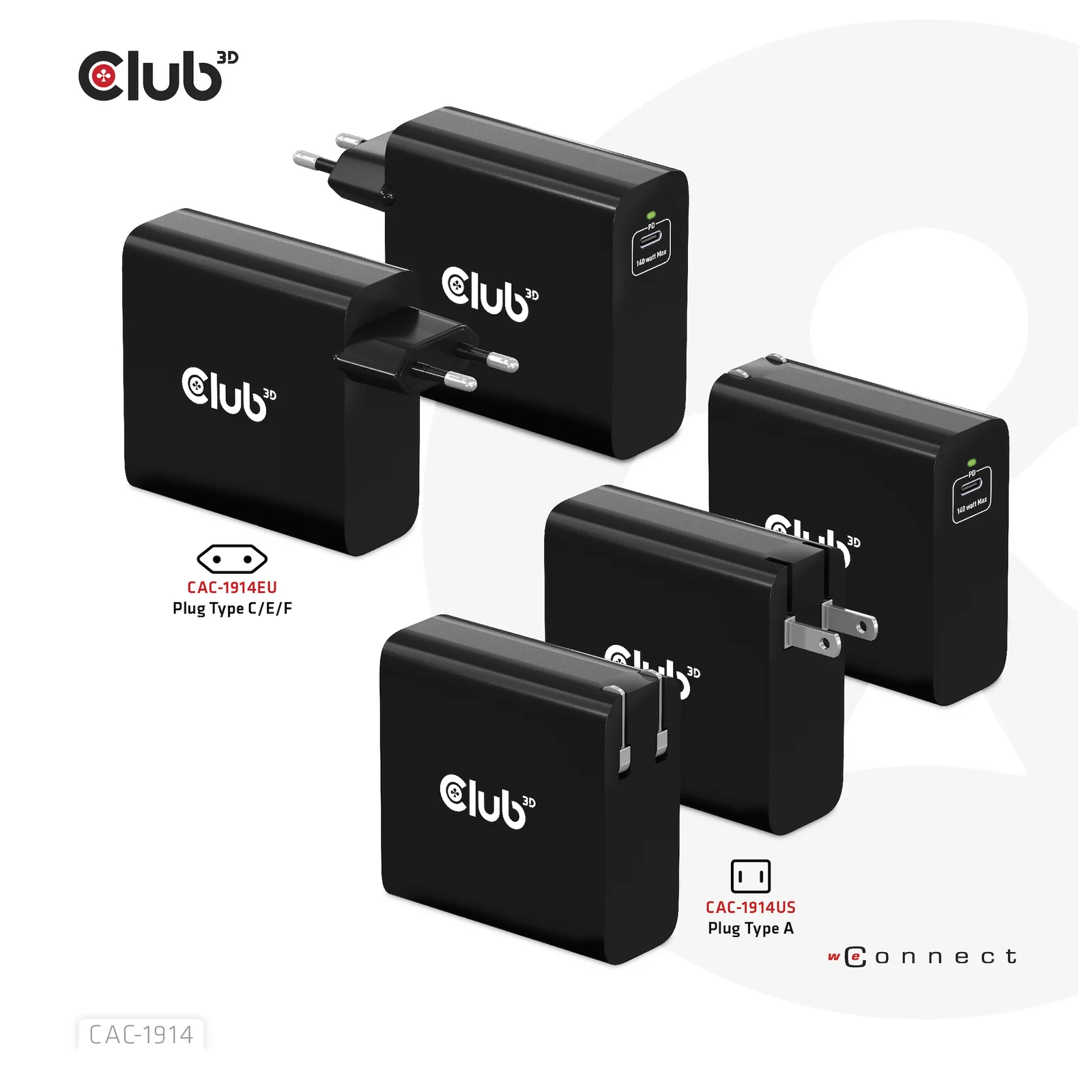 CLUB3D CAC-1914 chargeur d'appareils mobiles Moniteur vidéo pour bébé, Tondeuse pour barbe, Caméscope numérique, Caméra Numérique, Manettes de jeu, Casques, Casque, Téléphone portable, Ordinateur portable, Chargeur électrique, Smartphone, Smartwatch, Tablette, Universel, Montre, Portables Noir Secteur, USB Intérieure