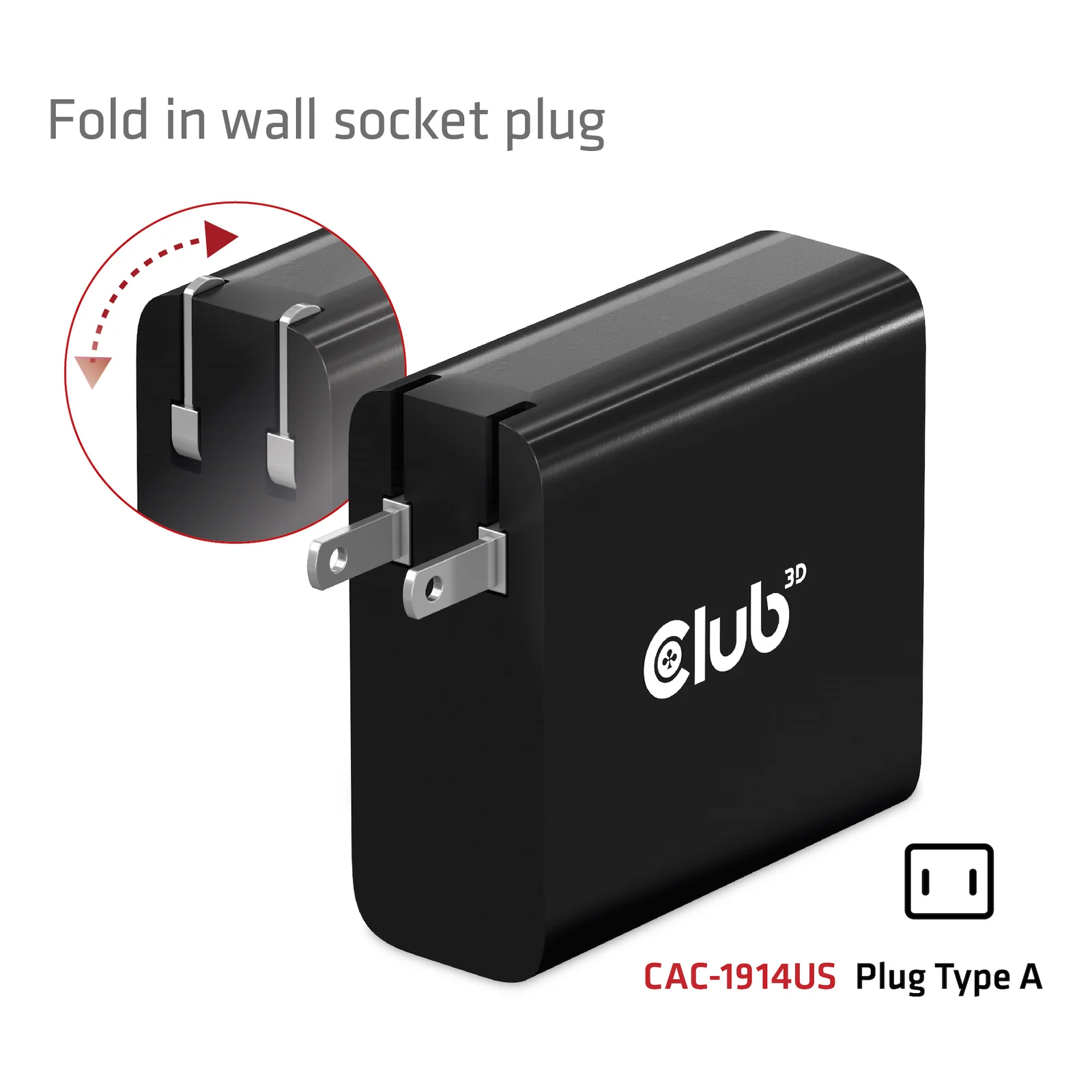 CLUB3D CAC-1914 chargeur d'appareils mobiles Moniteur vidéo pour bébé, Tondeuse pour barbe, Caméscope numérique, Caméra Numérique, Manettes de jeu, Casques, Casque, Téléphone portable, Ordinateur portable, Chargeur électrique, Smartphone, Smartwatch, Tablette, Universel, Montre, Portables Noir Secteur, USB Intérieure
