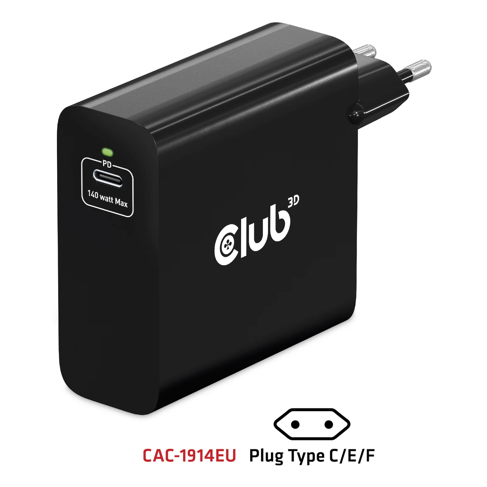 CLUB3D CAC-1914 chargeur d'appareils mobiles Moniteur vidéo pour bébé, Tondeuse pour barbe, Caméscope numérique, Caméra Numérique, Manettes de jeu, Casques, Casque, Téléphone portable, Ordinateur portable, Chargeur électrique, Smartphone, Smartwatch, Tablette, Universel, Montre, Portables Noir Secteur, USB Intérieure