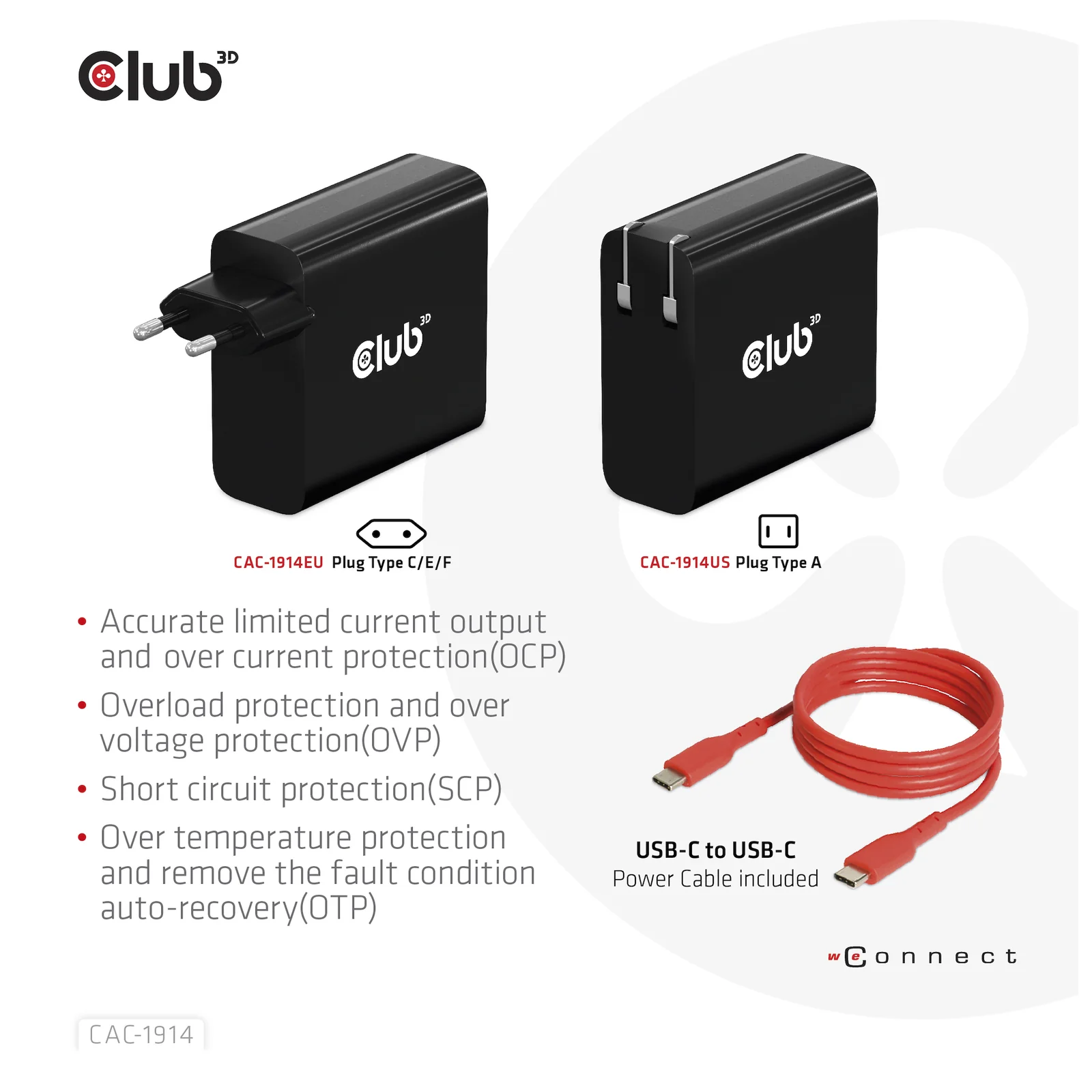 CLUB3D CAC-1914 chargeur d'appareils mobiles Moniteur vidéo pour bébé, Tondeuse pour barbe, Caméscope numérique, Caméra Numérique, Manettes de jeu, Casques, Casque, Téléphone portable, Ordinateur portable, Chargeur électrique, Smartphone, Smartwatch, Tablette, Universel, Montre, Portables Noir Secteur, USB Intérieure
