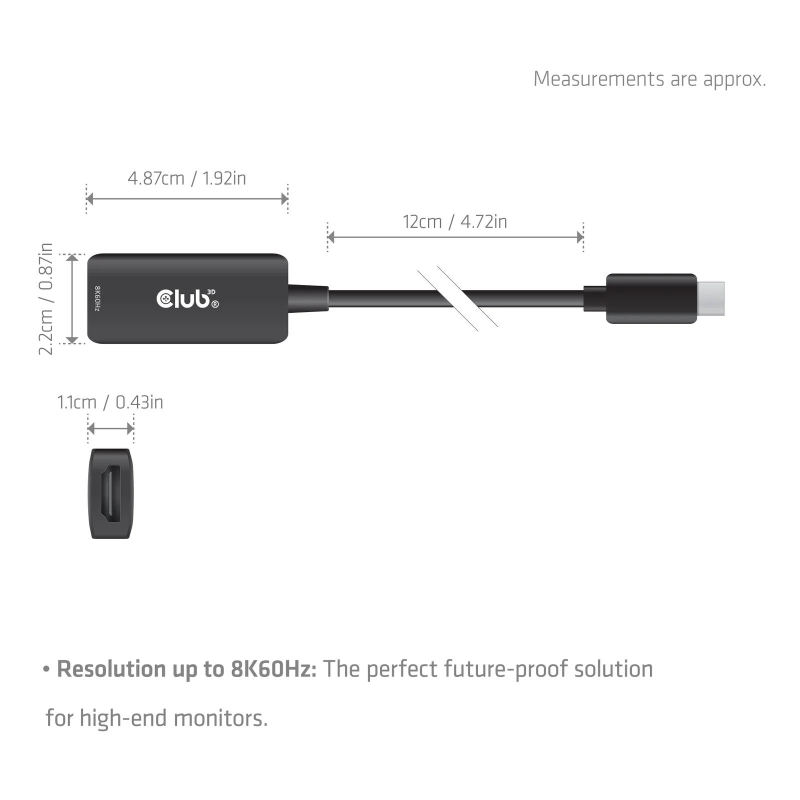 CLUB3D CAC-2505 câble vidéo et adaptateur 0,12 m USB Type-C HDMI + USB Noir